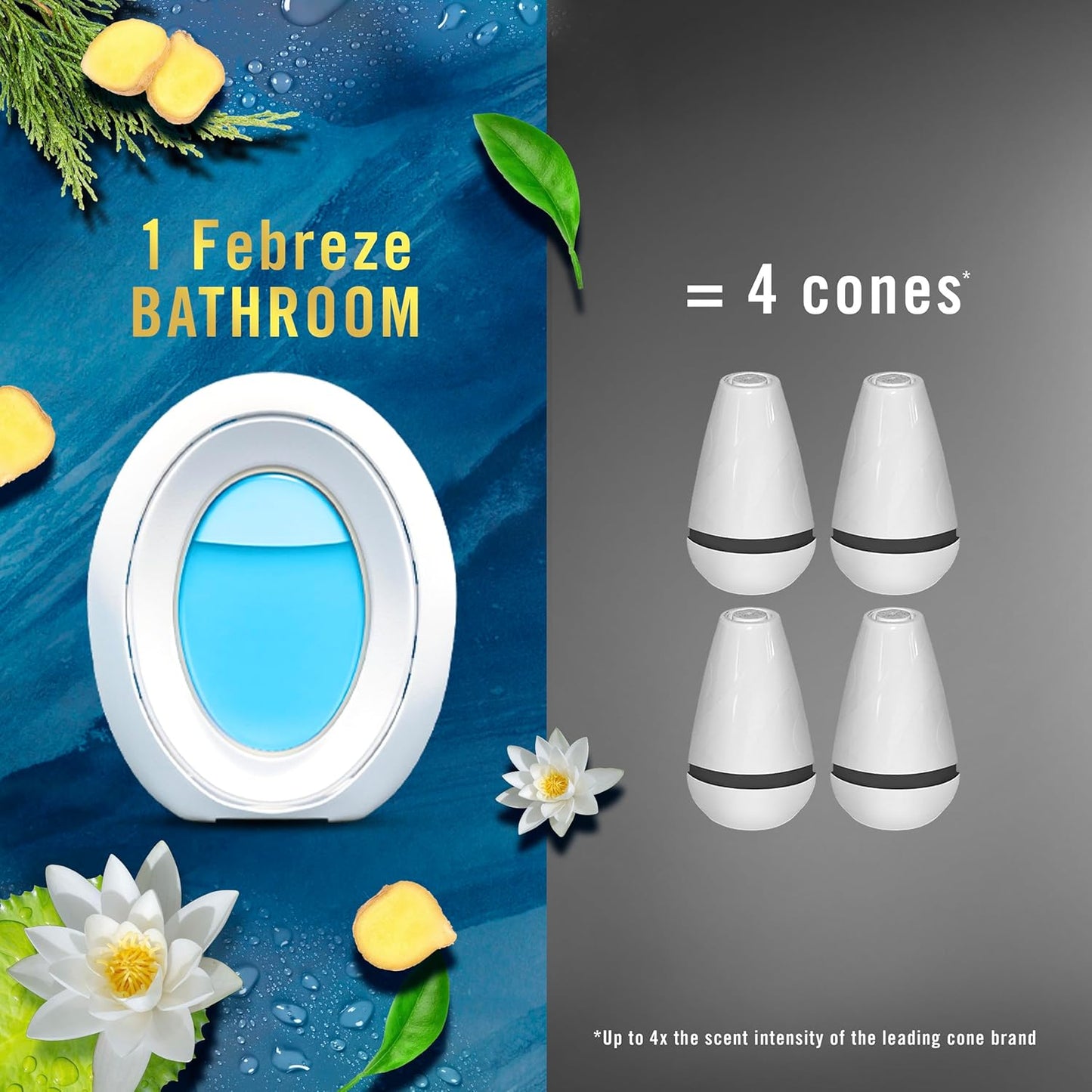 Febreze Bathroom Air Freshener, Odor-Fighting, Plug In Alternative, Air Fresheners for Home and Bathroom and Kitchen, Closet Air Fresheners, Ocean Scent, 4 Count - (Packaging May Vary)