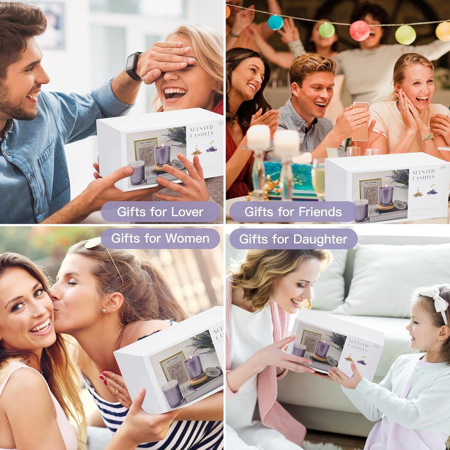 Lavender Candles for Home Scented, 2 Pack 23oz Large Jar Aromatherapy, Highly Fragranced Scented Candle Set, Candles Gifts for Women, Mom, Healing & Luxury Candle for Home