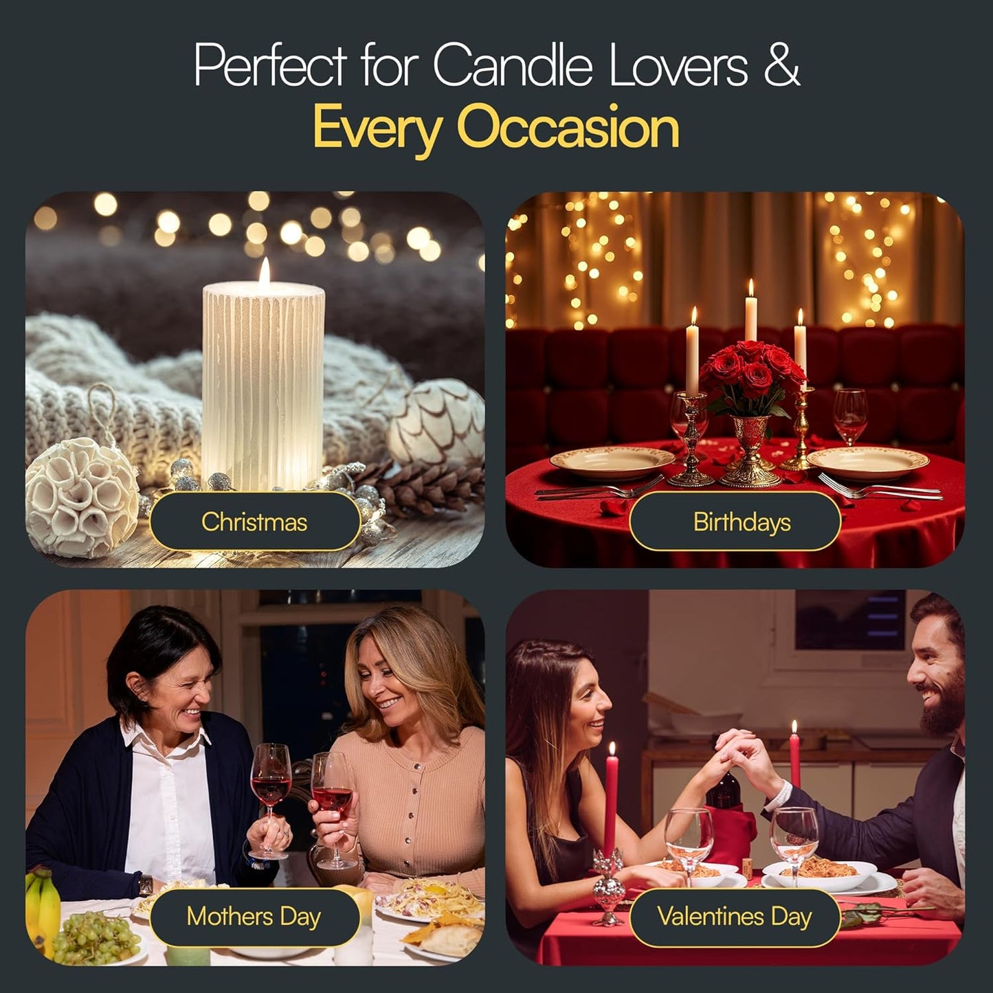 Candle Accessory Set 5 in 1 Candle Care Kit with Wick Trimmer, Dipper, Snuffer, Rechargeable Candle Lighter & Metal Tray – Luxury Gift Box for Candle Lovers (Matte Black)