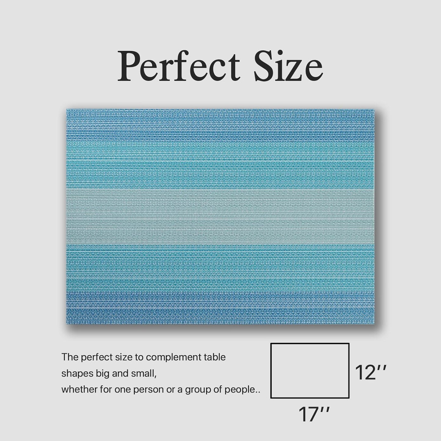 Placemats Set of 12 - Easy Clean Woven Vinyl Placemats for Dining Table, Indoor/Outdoor Place Mats, Washable PVC Table Mats(Ocean Geode)