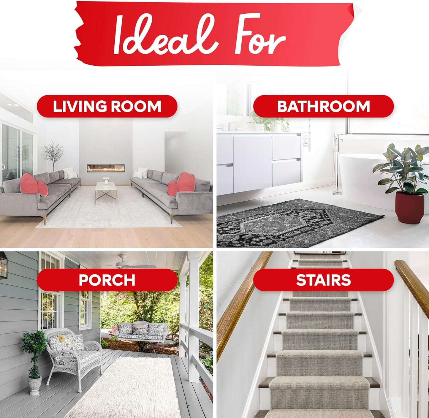 XFasten Double Sided Carpet Tape for Area Rugs, 3 Inch x 20 Yards – Heavy Duty Anti Slip Rug Grip Tape, Works as Rug Gripper, Residue Free, Wood Safe, Easy Removal for Hardwood and Laminate Floor