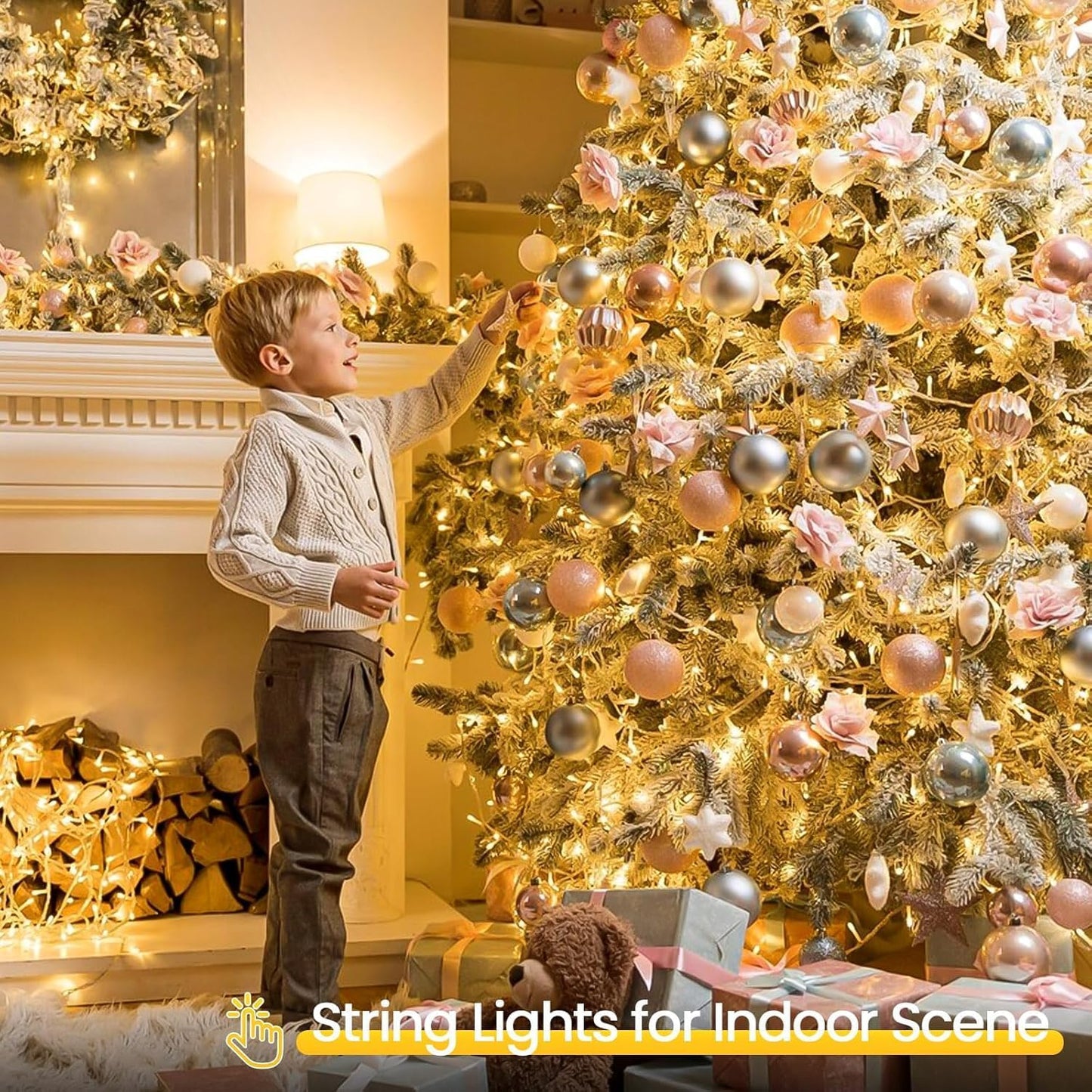 2 Pack String Lights Battery Operated with Timer, 33FT 100 LED Waterproof Battery Twinkle Lights, 8 Modes Fairy Light for Indoor & Outdoor Party Bedroom Garland Tree Christmas Decorations (Warm White)