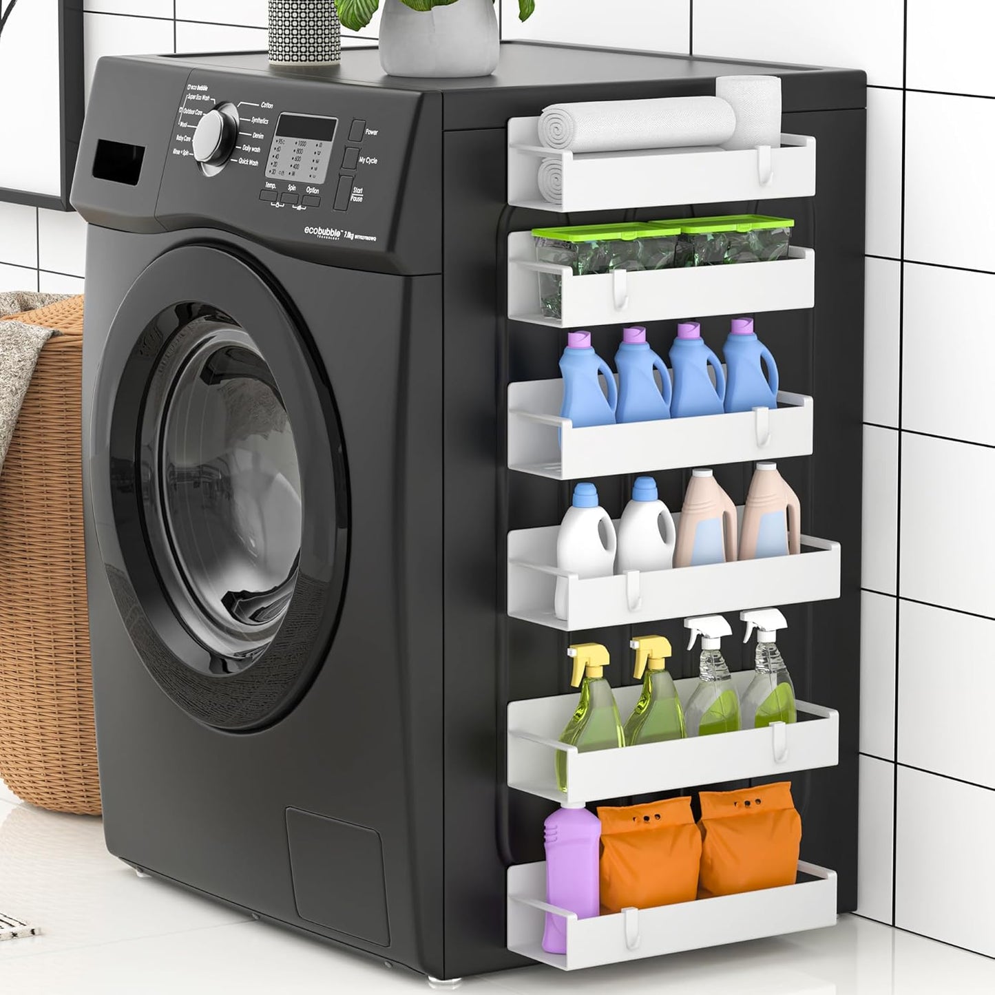 6 Pack Magnetic Spice Rack Organizer for Refrigerator and Oven, White Fridge Organizers and Storage for Kitchen