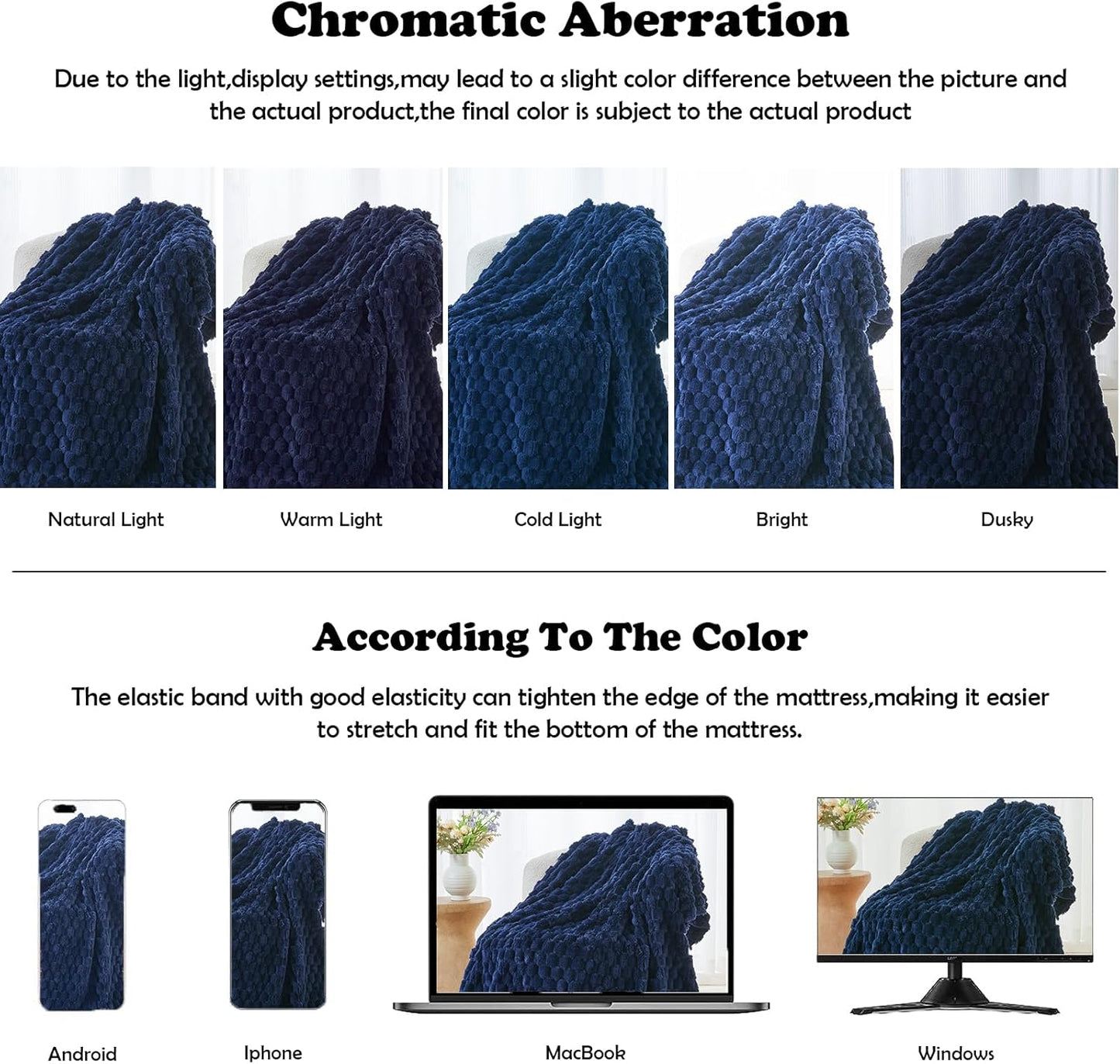 NEWCOSPLAY Super Soft King Blanket Dark Navy Premium Silky Flannel Fleece 3D Clouds Stylish Jacquard Lightweight Bed Blanket All Season Use 350GSM (Dark Navy, King(90"x110"))