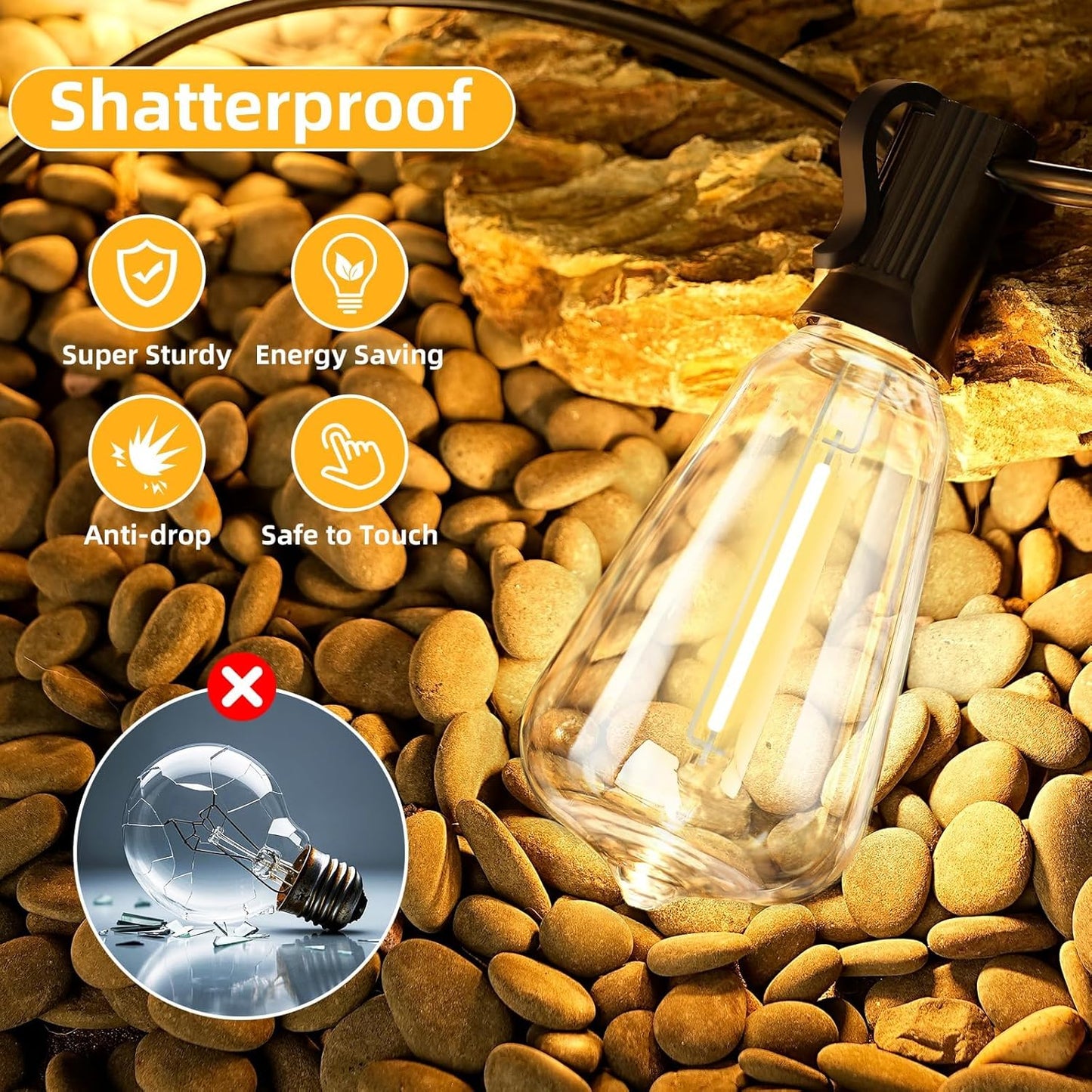 ST38 Outdoor String Lights 25FT with 12+1 LED Bulbs, E12 Socket, Waterproof Commercial Grade, 2700K Warm White for Garden, Backyard, Bistro, Patio, Porch, Deck, Gazebo, Wedding Decor