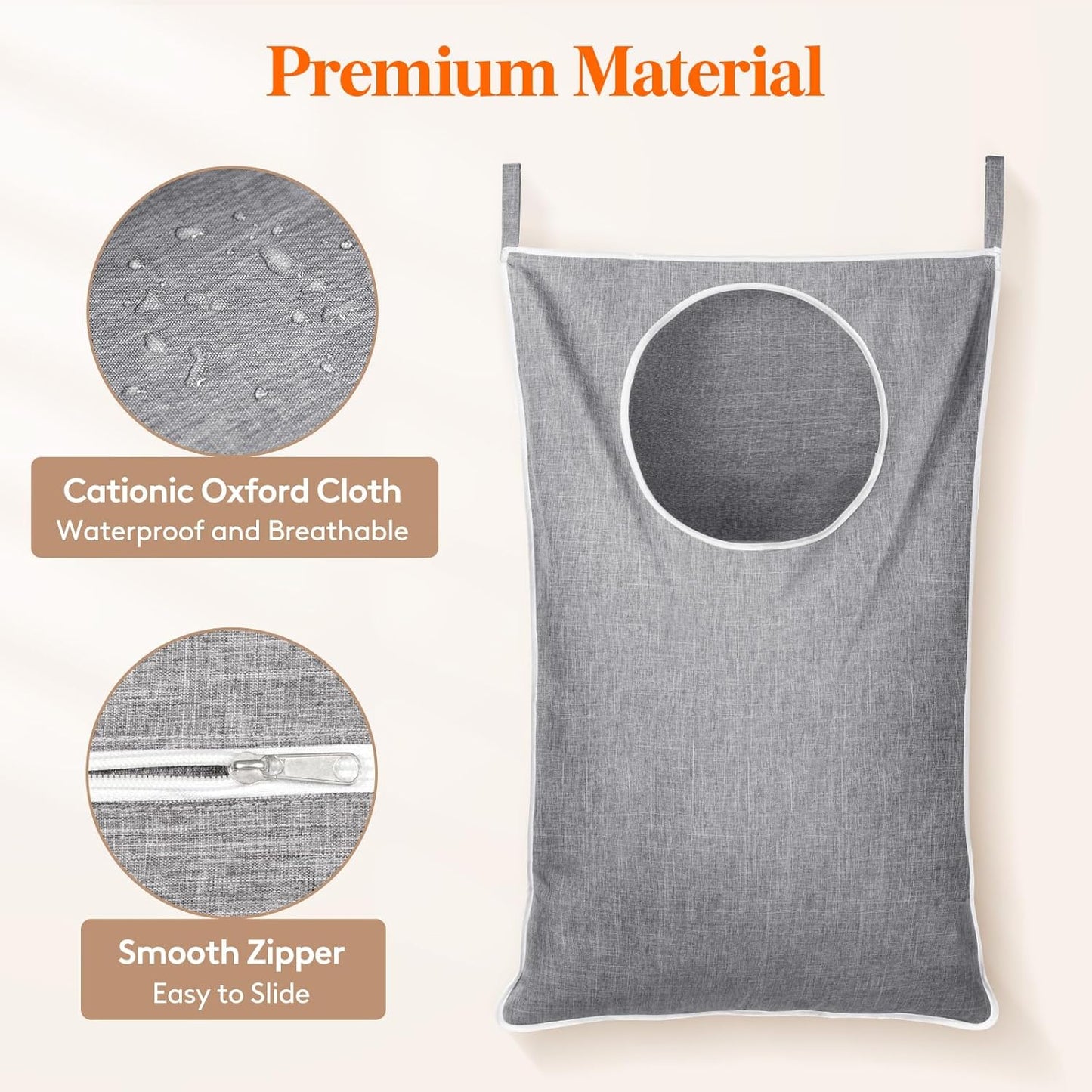 Lifewit 2 Pack Over Door Laundry Hamper, Large Collapsible Hanging Laundry Hamper, Hanging Laundry Basket Bag for Bathroom Bedroom Dirty Clothes Storage Organizer, Light Gray