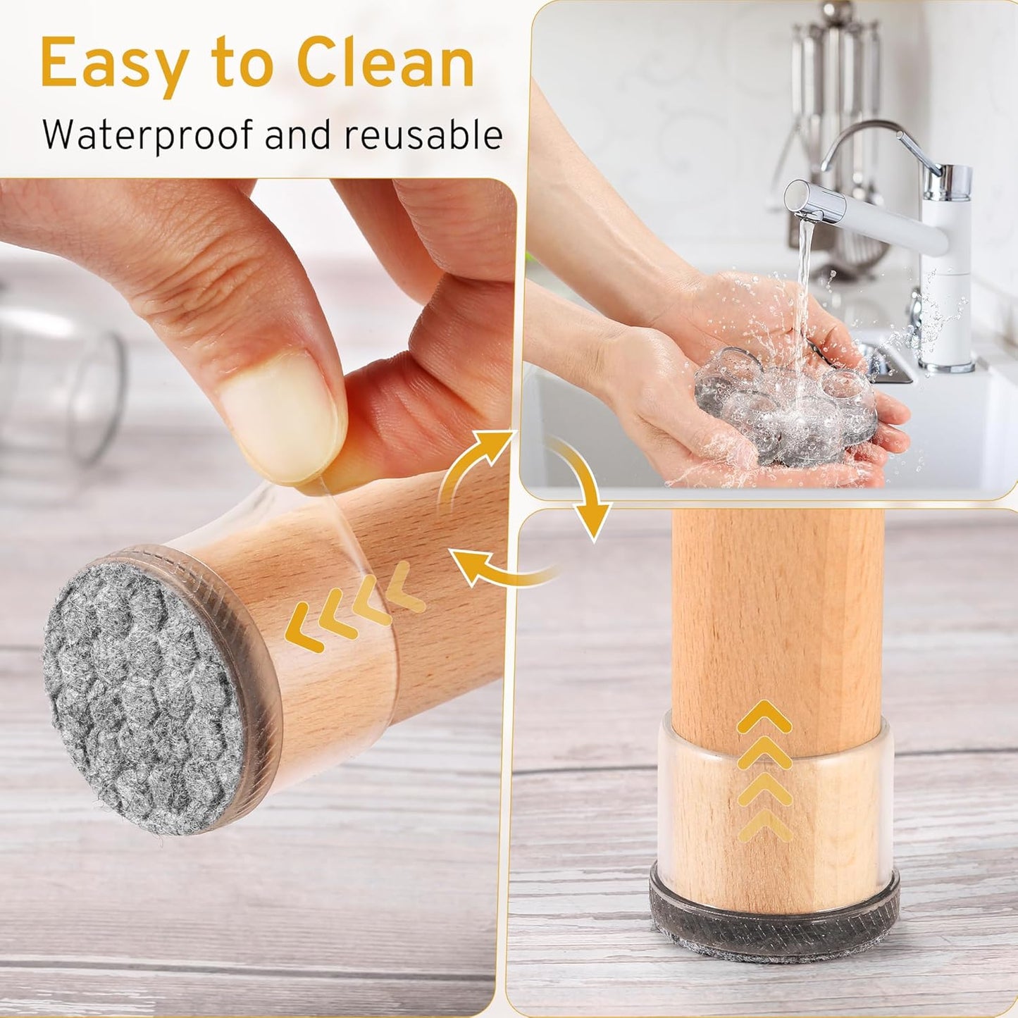 24PCS Round Chair Leg Floor Protectors, Furniture Sliders, Chair Leg Protectors for Hardwood Floors, Non-Slip Felt Furniture Pads, Silicone Cap Covers to Protect Floors, (Fit 0.75" - 1.1")