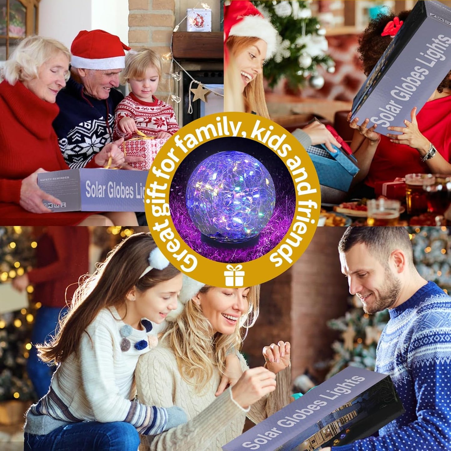 Solar Globe Lights Outdoor Waterproof-Solar Balls for Garden-Cracked Glass Ball Lights Outdoor-Solar Orbs for Outside-Decorations for Patio and Yard Lawn Backyard Decor