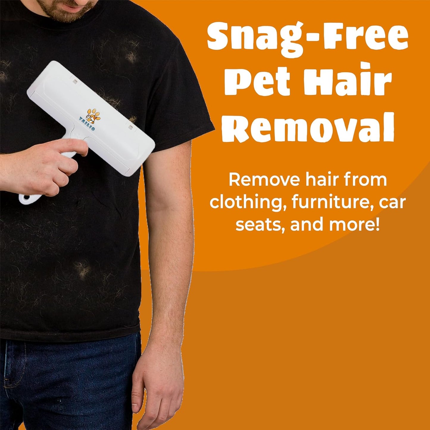 Pet Hair Remover and Reusable Lint Roller – Durable Cat and Dog Hair Remover for Furniture, Couch, Carpet, Clothing, Car Seat & Bedding – Portable Multi-Surface Fur Removal Tool(White)