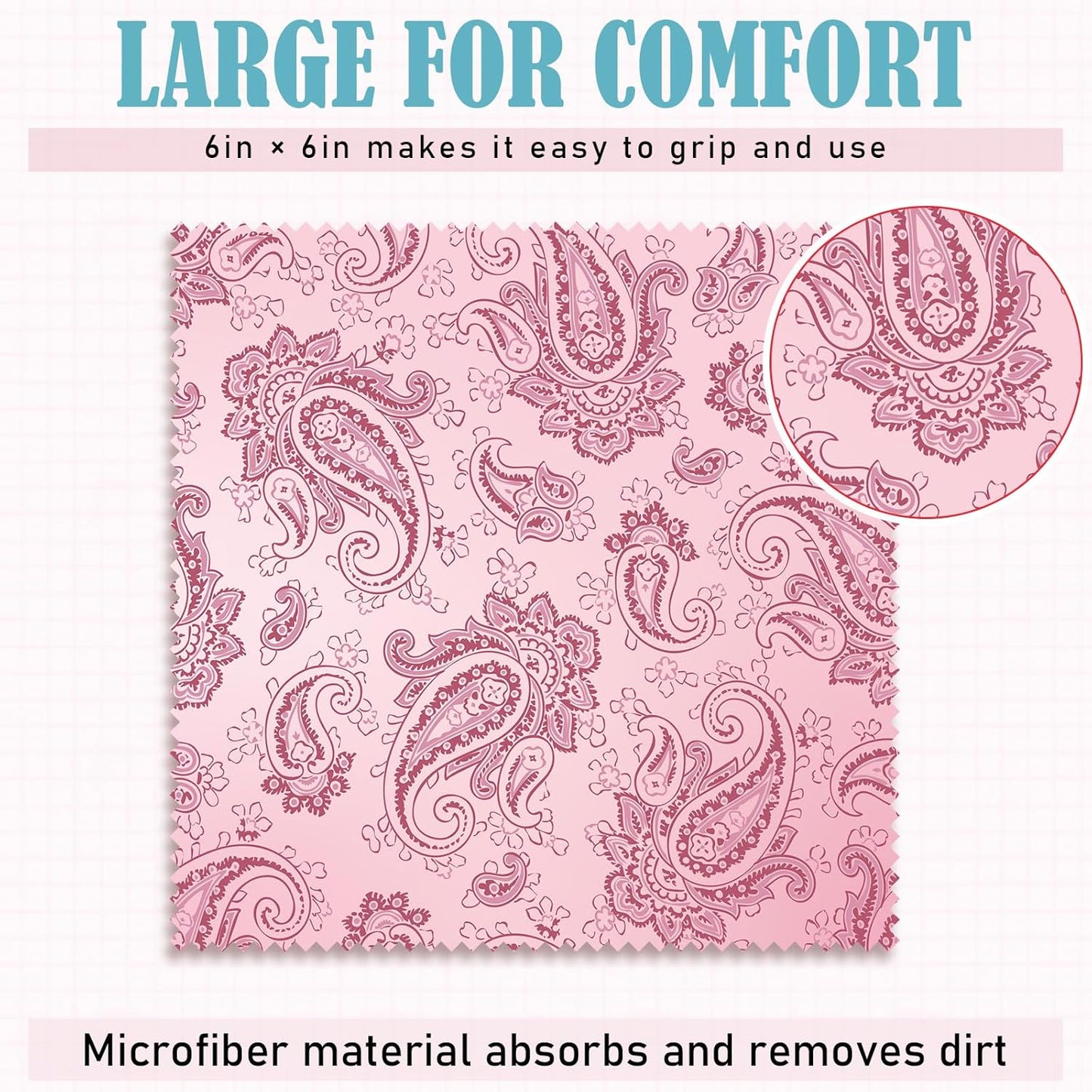 Sinmoe 20 Pcs Microfiber Cleaning Cloth Cute Paisley Waves Design Microfiber Soft Multicolor Glasses Cleaner Cloth for Eyeglasses Camera Lens Cell Phone Screens Glasses, 6 x 6 Inches