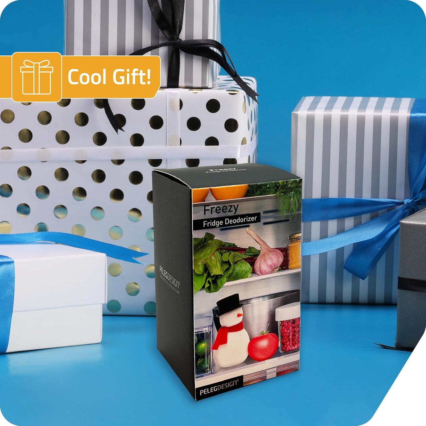 NEW - Peleg Design Freezy Fridge Deodorizer Odor Eliminator - Cute Snowman Baking Soda Container, Reusable Silicone Refrigerator Freshener, Fun Kitchen Gadget for Home Improvement