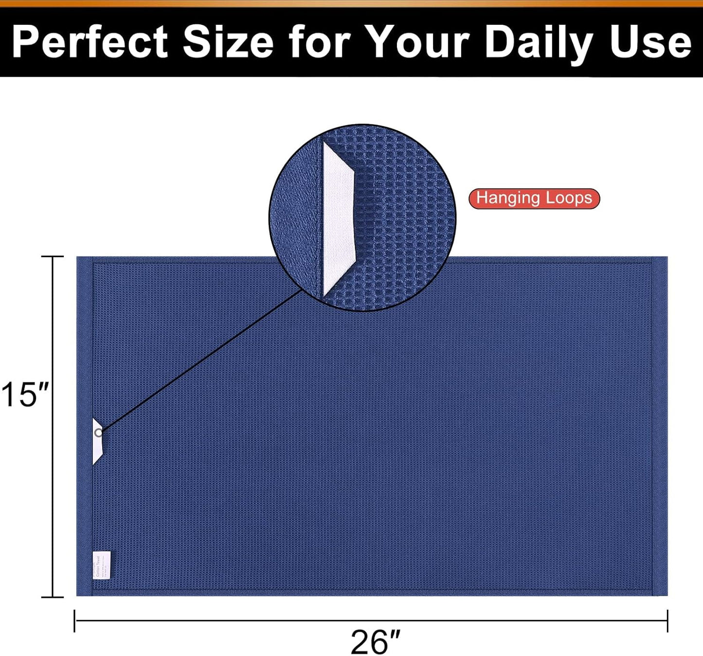 Homaxy 100% Cotton Waffle Weave Kitchen Towels - 6 Pack Soft and Absorbent Dish Towels - 16 x 26 Inches Quick Dry Hand Towels - Navy Blue