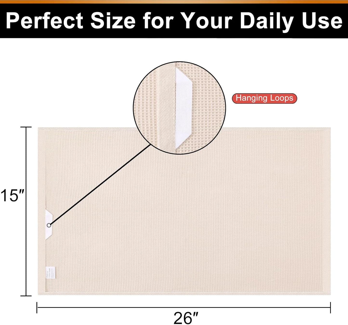 Homaxy 100% Cotton Waffle Weave Kitchen Towels - 4 Pack Soft and Absorbent Dish Towels - 16 x 26 Inches Quick Dry Hand Towels - Beige