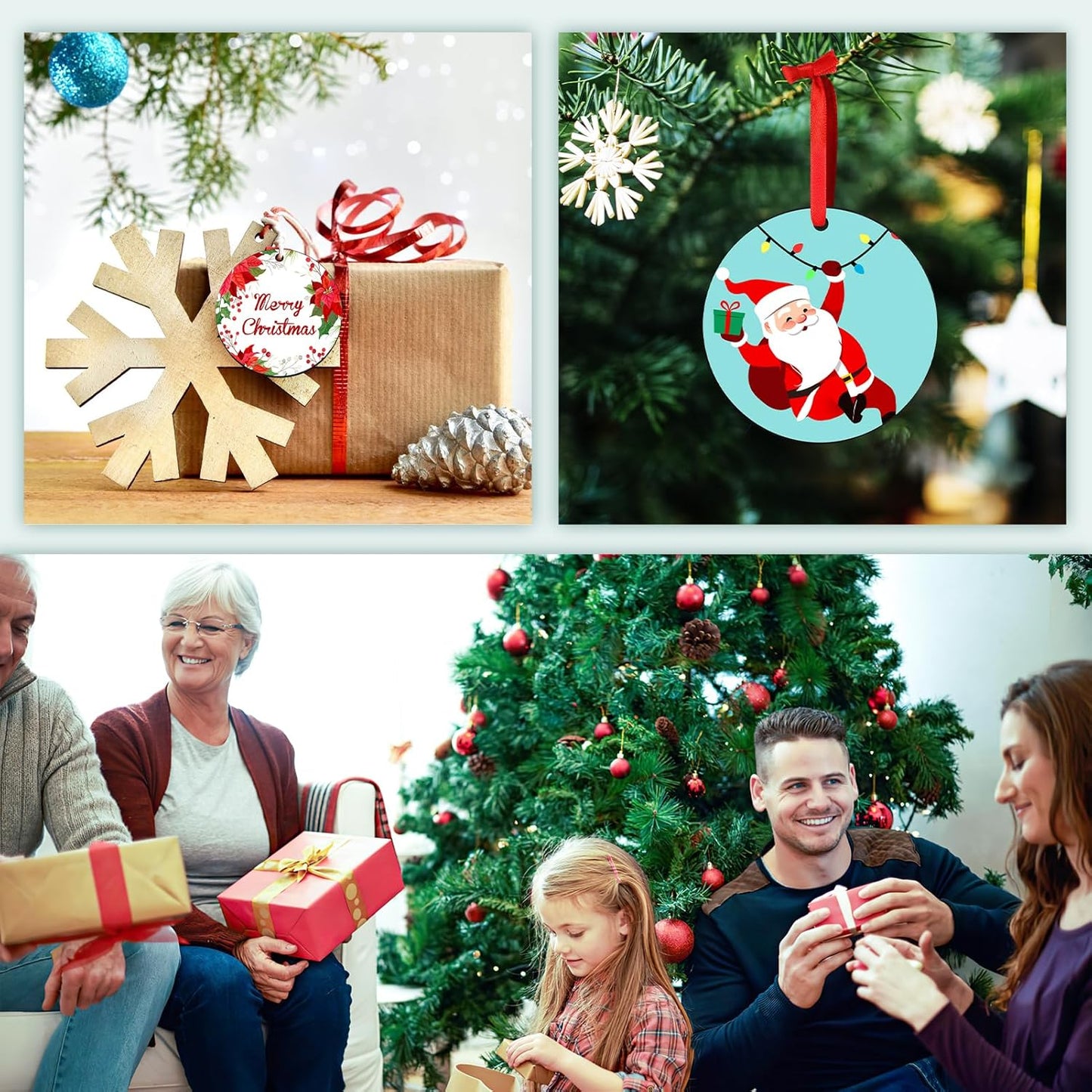 Personalized Christmas Ornaments 2025 Wood Custom Picture Text Hanging Ornament Customized Christmas Tree Decorations Keepsake Gift for Family Couples Xmas Tree Home Decor