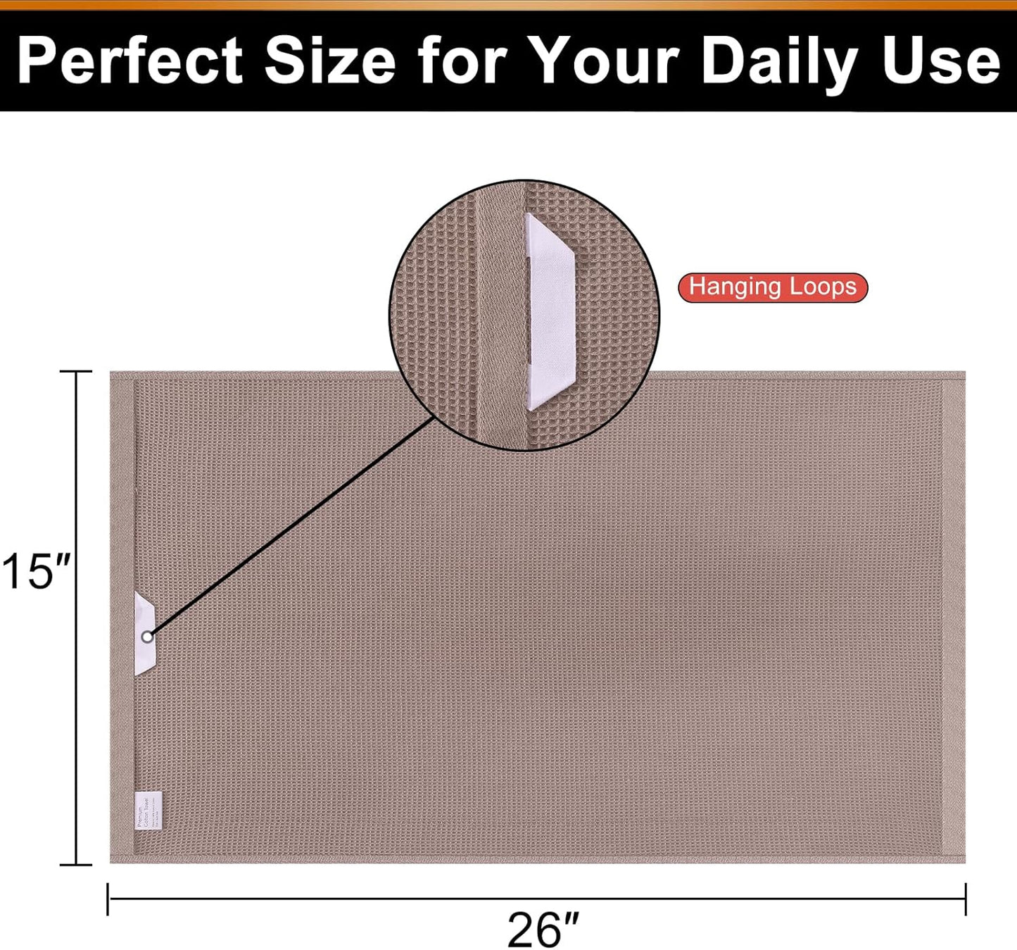 Homaxy 100% Cotton Waffle Weave Kitchen Towels - 8 Pack Soft and Absorbent Dish Towels - 16 x 26 Inches Quick Dry Hand Towels - Brown