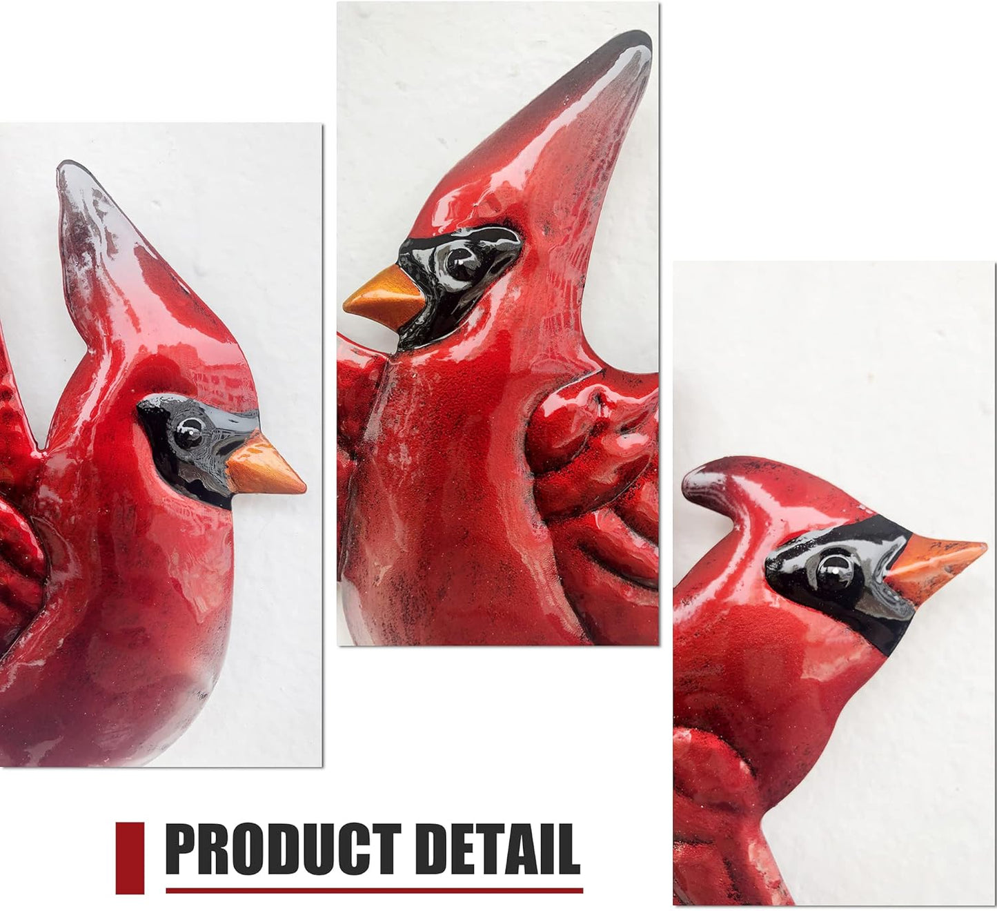 J-Fly Metal Red Bird Wall Decoration Bird Wall Hanging Decor Outdoor Metal Wall Art Cardinal Outdoor Decor Suitable For Living Room Bedroom Patio Kitchen Outdoor Fence Decoration 9 Inch