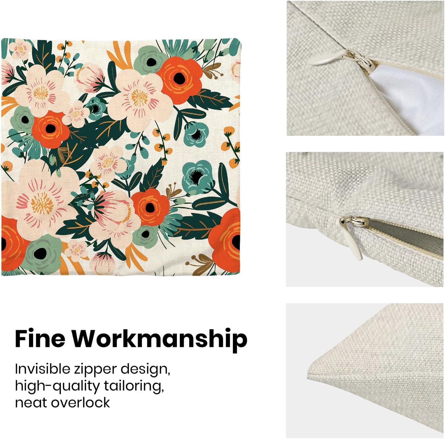 CXMEIFLY Spring Pillow Covers 20 x 20 Inch Set of 2 for Watercolor Flowers Decor Throw Pillows Pink Red Green Plant Floral Outdoor Decorative Cushion Cases for Couch Bed Decorations