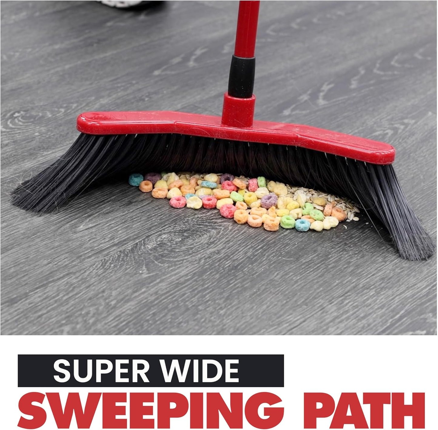 Da Vinci Curved Angle Broom (2) - Sturdy Wide Broom for Indoor/Outdoor Sweeping, Heavy Duty Steel Telescopic Handle, Durable PVC Bristles, Ideal for Pet Hair, Dust, Kitchen & Rough Surfaces