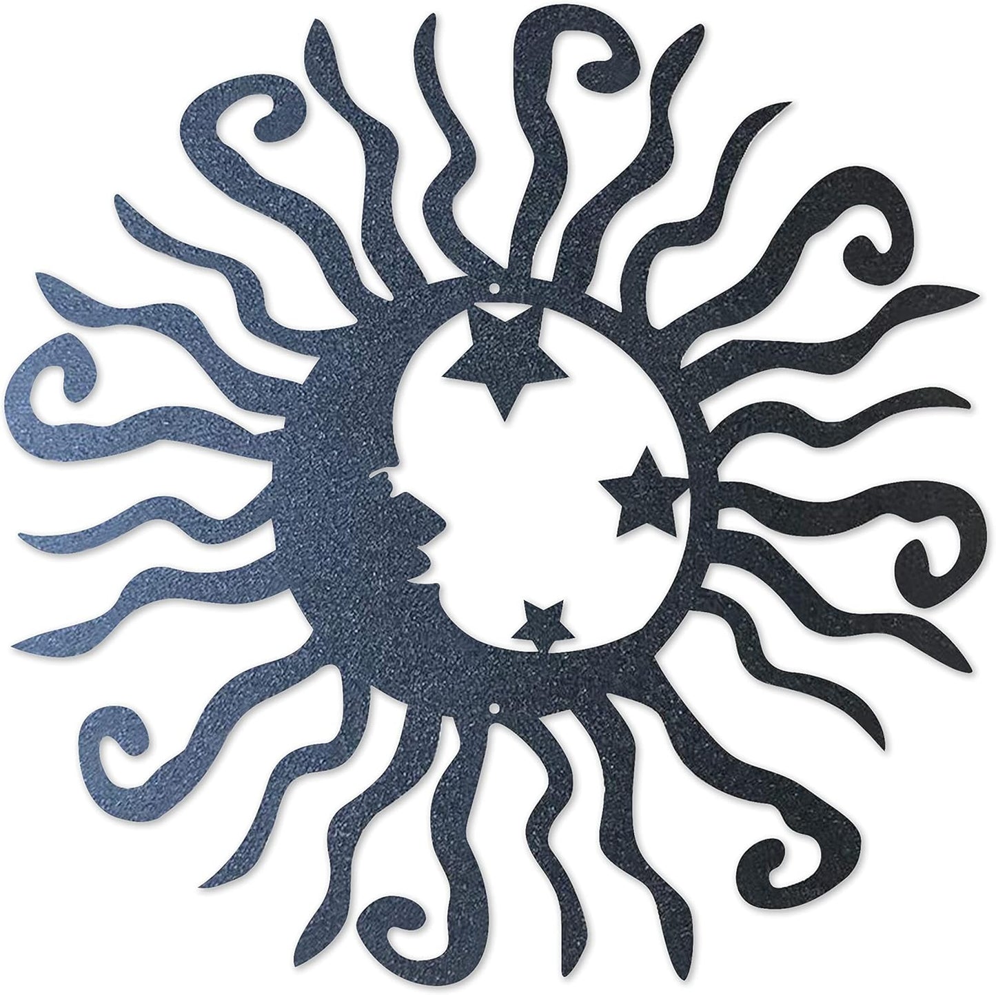 Riverside Designs Wacky Solar Moon Metal Wall Art Steel Outdoor Decor | Heavy-Duty and Waterproof | Made in USA (Black, 30L x 30W)