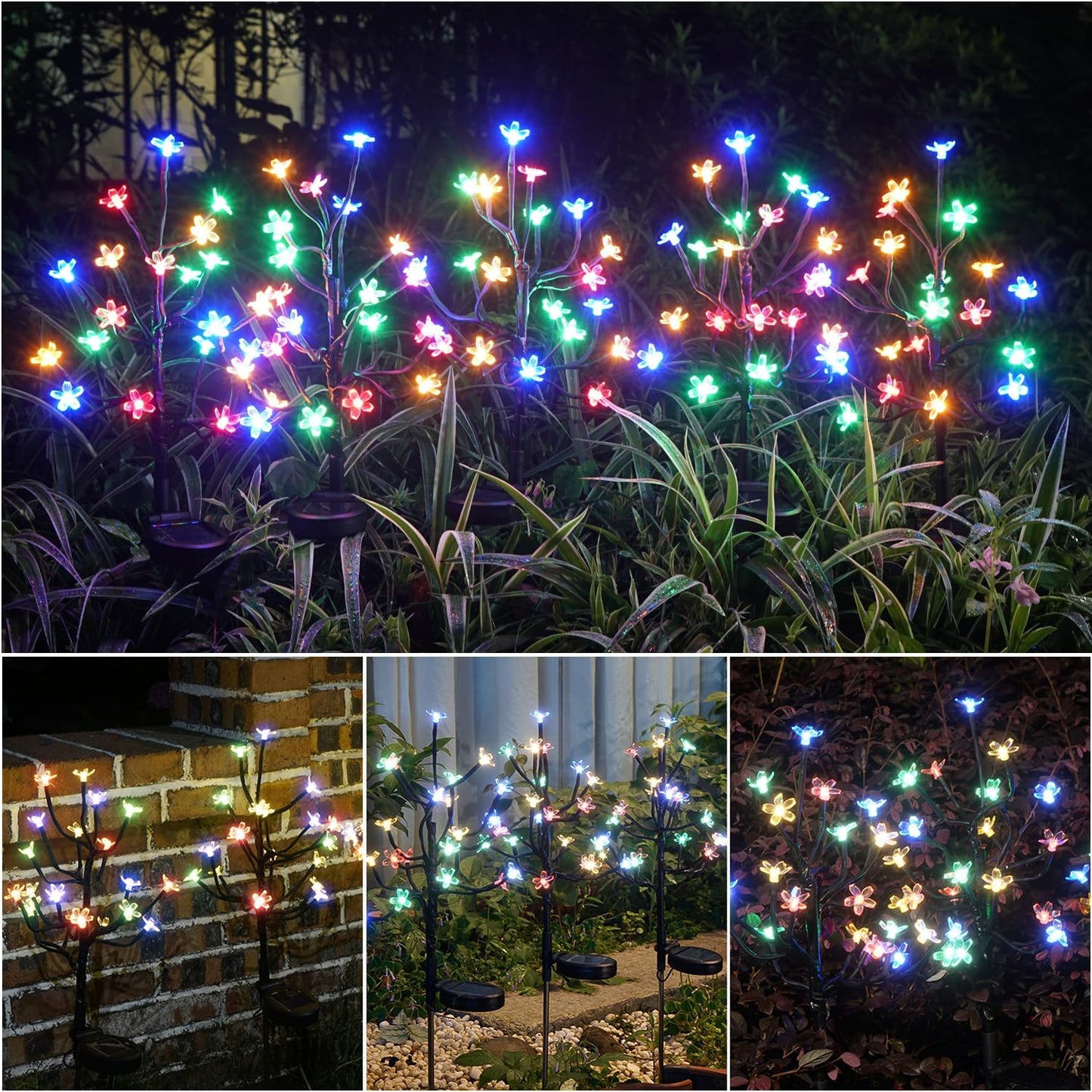 Solar Garden Lights Outdoor,Waterproof Solar Lights for Outside Decorative 4Pack, 80Led Flowers Garden Decor, Outdoor Lights for Yard Pathway,Lawn,Garden Decorations