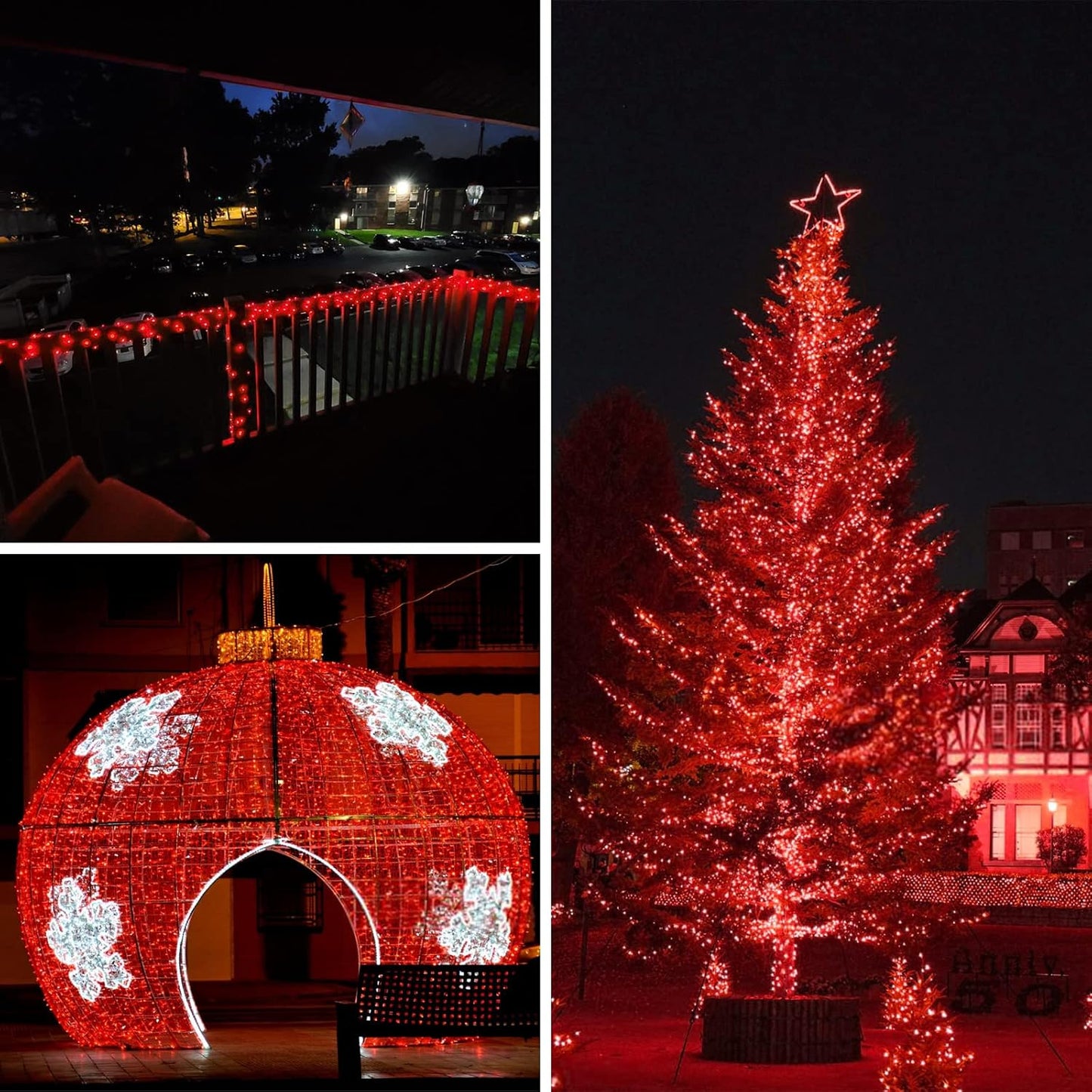 Solar String Lights Outdoor, 2-Pack Total 80FT 200 LED Solar Christmas Twinkle Lights Outside Waterproof Copper Wire 8 Modes Solar Fairy Lights for Garden Tree Party Birthday Christmas Decor (Red)