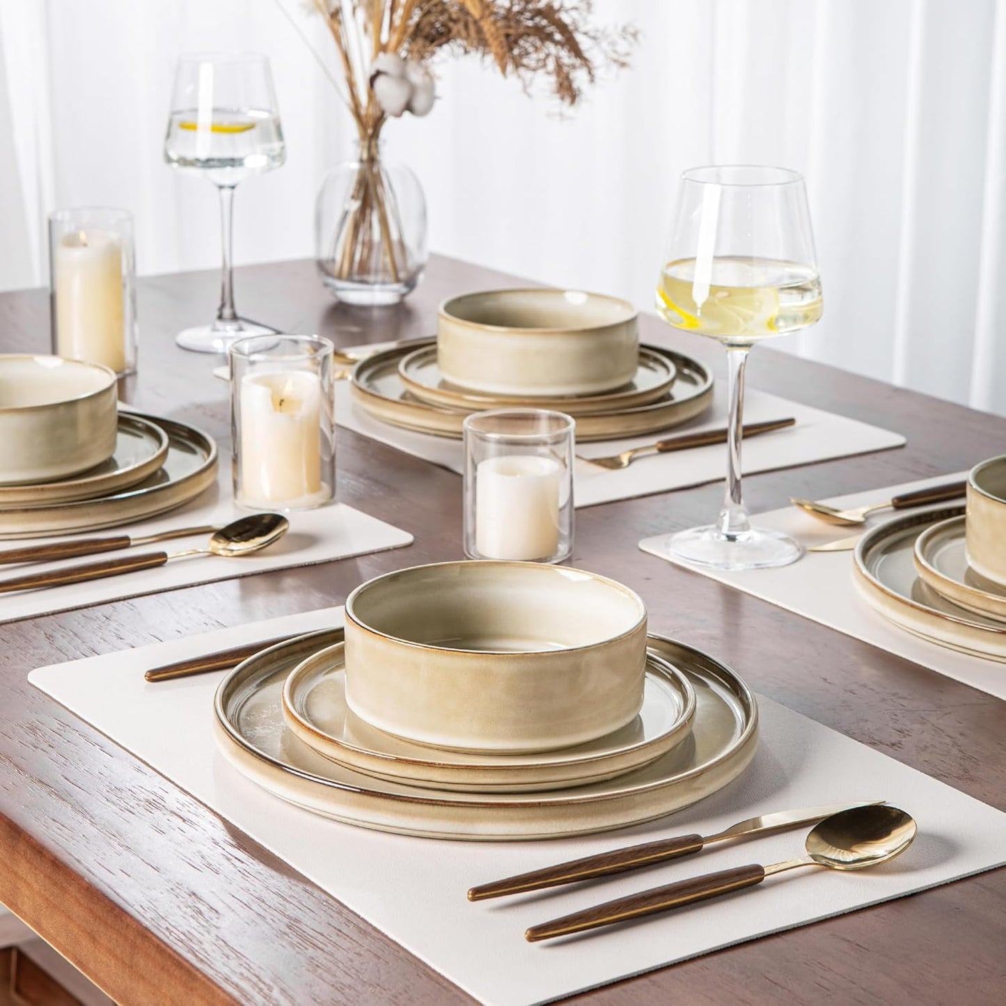 AmorArc Ceramic Dinnerware Sets, Handmade Reactive Glaze Stoneware Plates and Bowls Sets,Highly Chip and Crack Resistant | Dishwasher & Microwave Safe Dishes Set, Service for 6 (18pc)