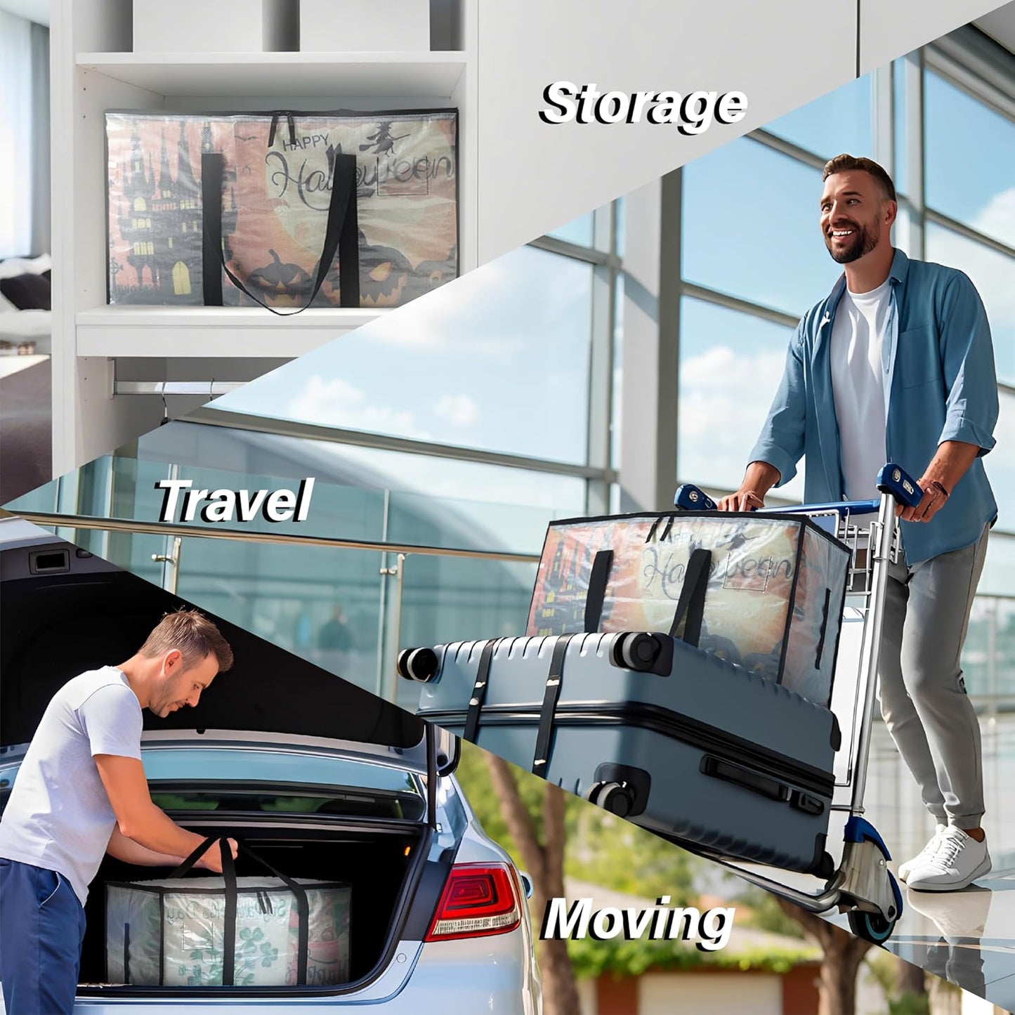 Heavy Duty 93L (24.5 Gallon) Stackable Storage Bins with Fully Openable Lids, Moving Bags Heavy Duty, Clear Plastic Totes for Moving Storage, Home Organization, Closet, Dorm Room. 6 pack