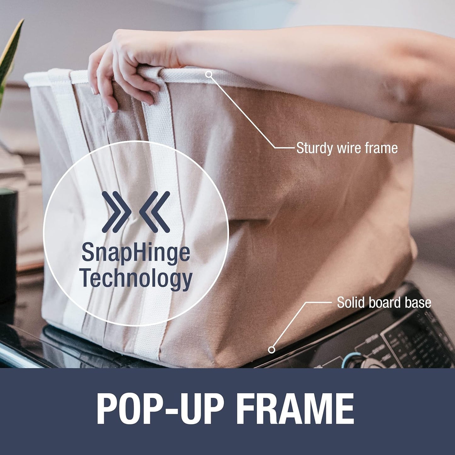 CleverMade Collapsible Laundry Basket Hamper - LUXE Cream Herringbone 2Pack 60L -SpaceSaving Storage Organizer with Handles Foldable Home Organization