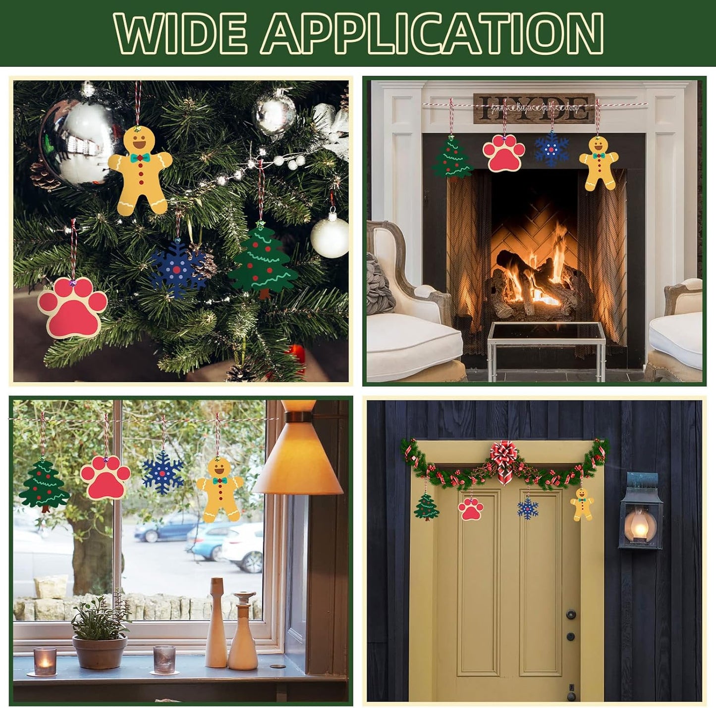 Wooden Christmas Ornaments, 176 PCS Unfinished Predrilled Wood Ornaments Set with 72 Blank Wood Slices in 9 Styles, 90 Bells and 12 Color Pens for Kids DIY Crafts and Christmas Hanging Decoration, B