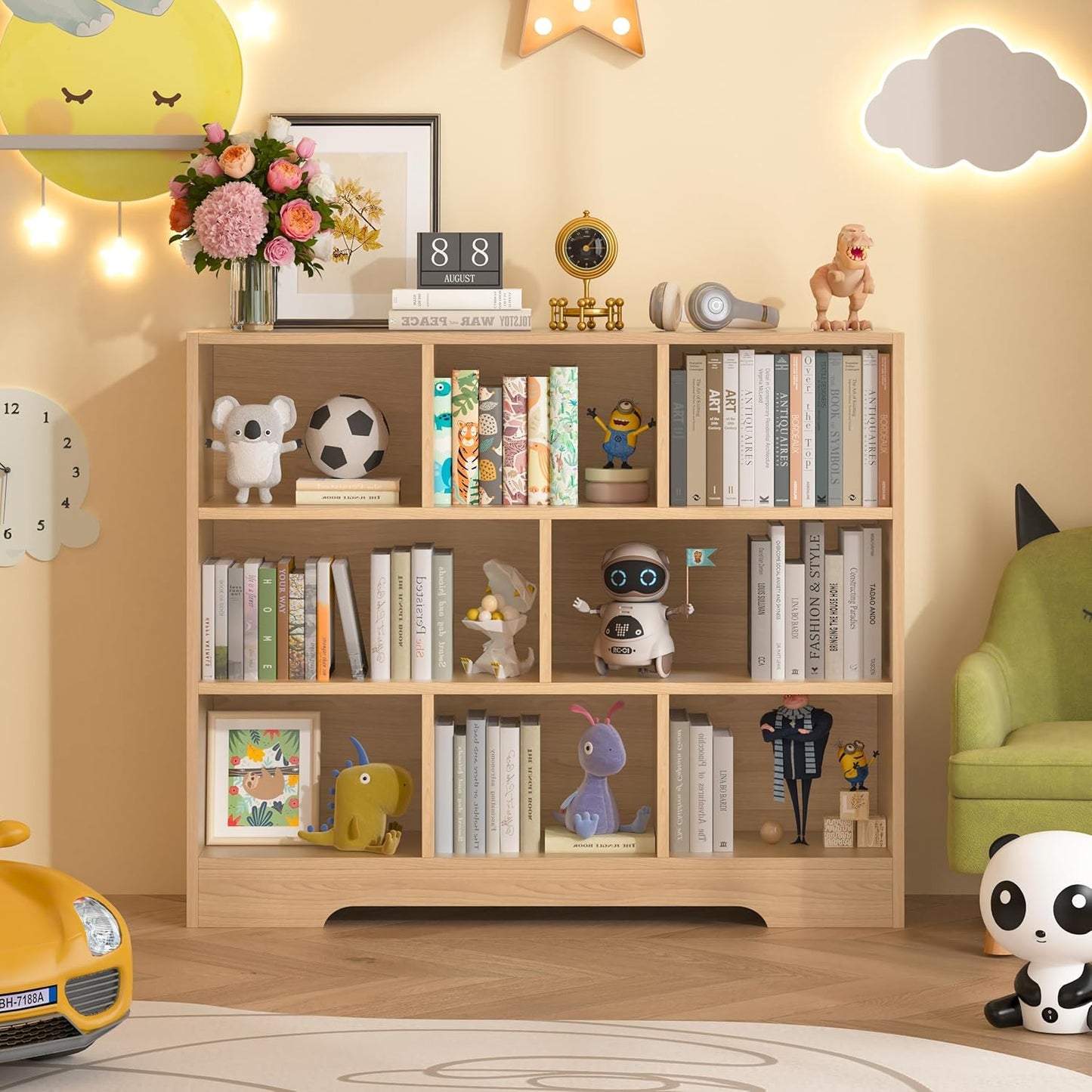 Book Shelf, 8 Cubes Storage Organizer, Freestanding Wooden Bookshelf Cube Shelf for Bedroom, Living Room, Home Office, 3-Tier Open Shelf Wooden Bookcase