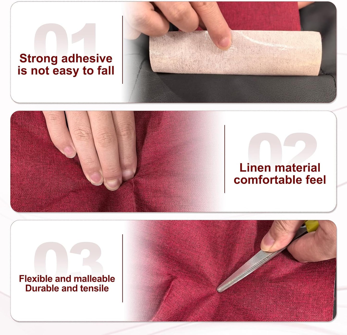 PATIKIL 70x6.2 Inch Linen Repair Tape, Repair Fabric Patch Self Adhesive Couch Patch Line Repair Patch for Furniture Sofa Car Seats Office Chairs, Dark Gray