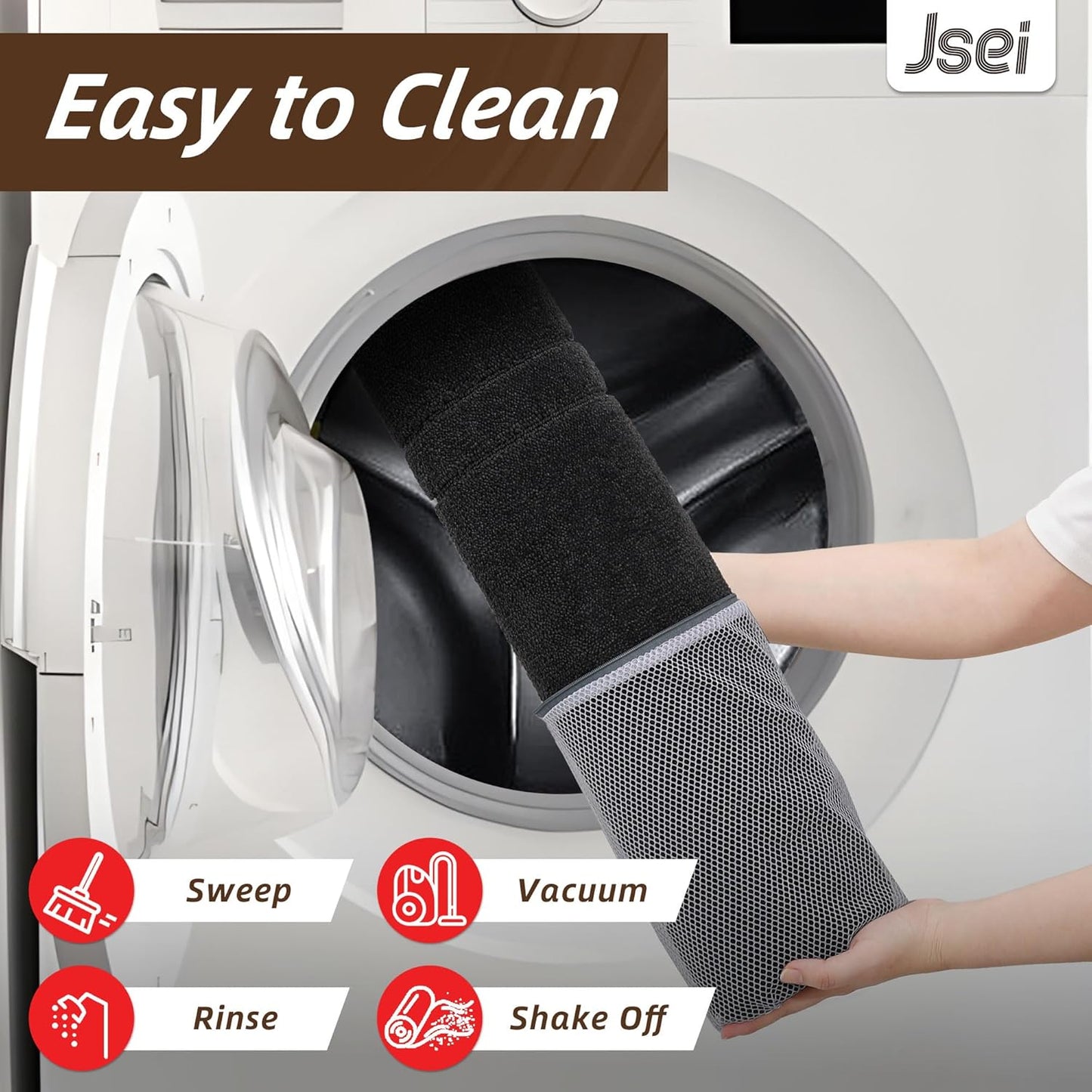 JSEI Entryway Rugs Doormat 20"x32", Non-Slip Dirt Trapper Door Mats Indoor, Washable Absorbent and Stain Resist Welcome Floor Mat for Front Door, Dog Door Mat, Muddy Wet Shoes & Paws, Black