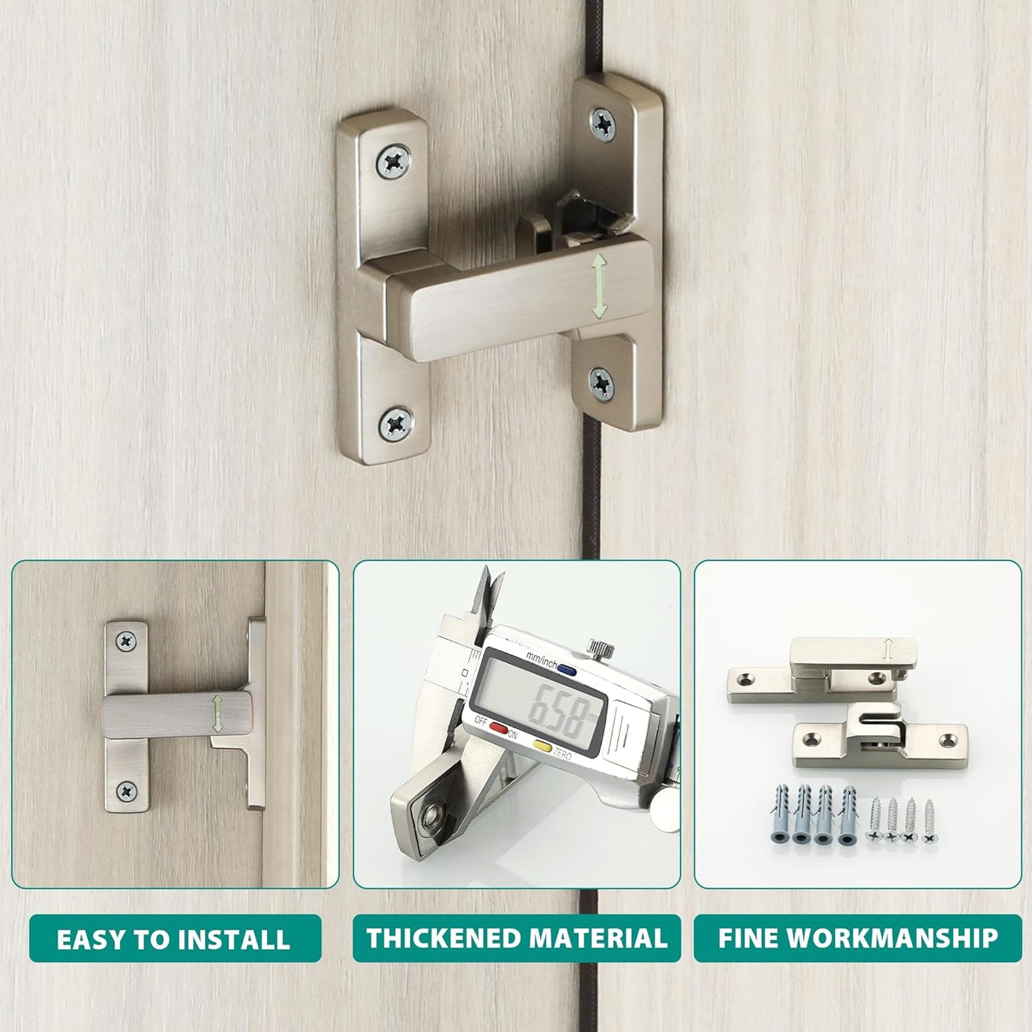 90/180 Degree Flip Latch Gate Latch, Heavy Duty Black Safety Door Lock Enhanced Security Flip Latch Lock Hardware for Interior Door Front Door Barn Garden Fence Window Bathroom Cabinet