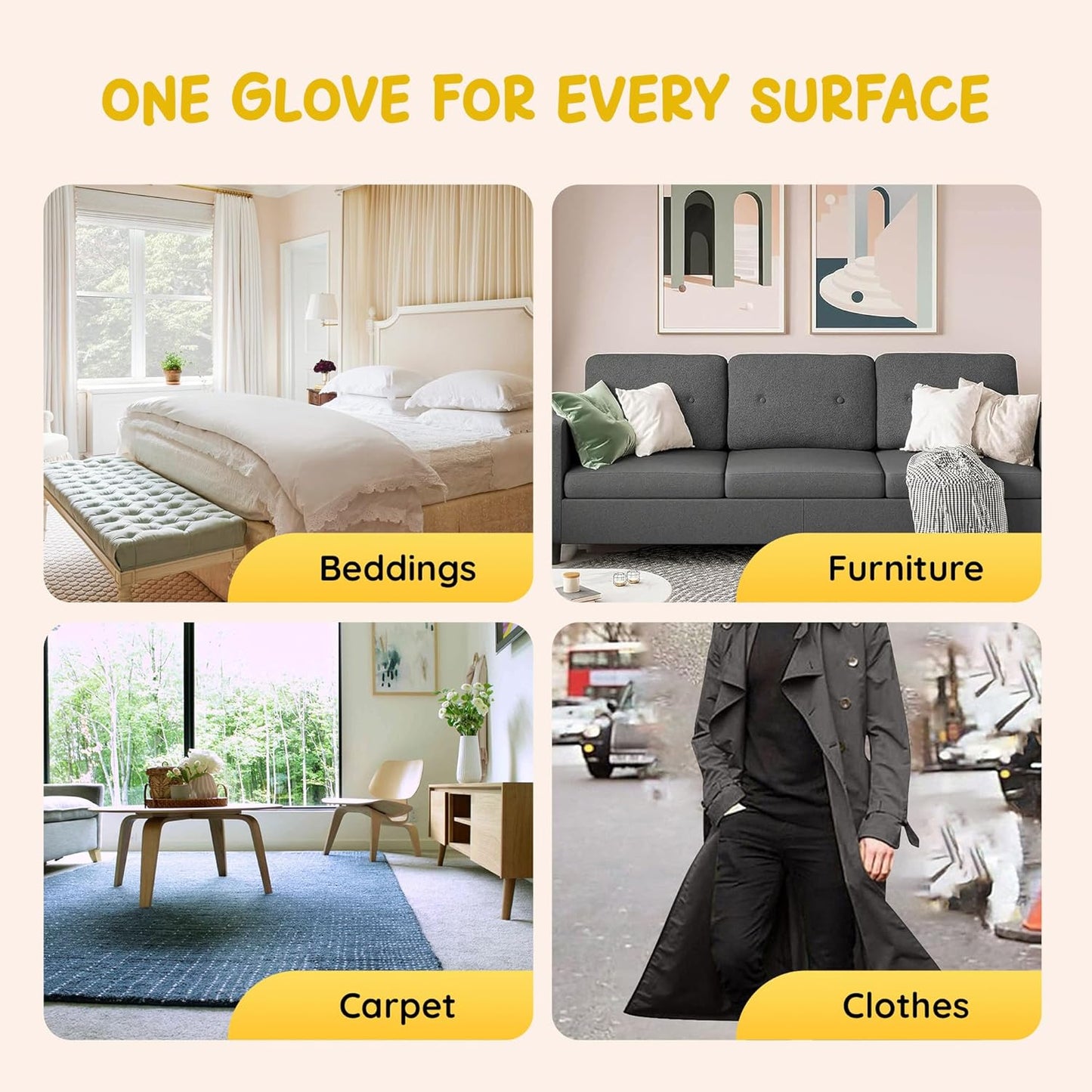 Pet Hair Removal Glove 2-Pack – Reusable Dog & Cat Fur Remover Mitts – Electrostatic Lint Removal Tool for Furniture, Clothing, Carpet & Car Seats