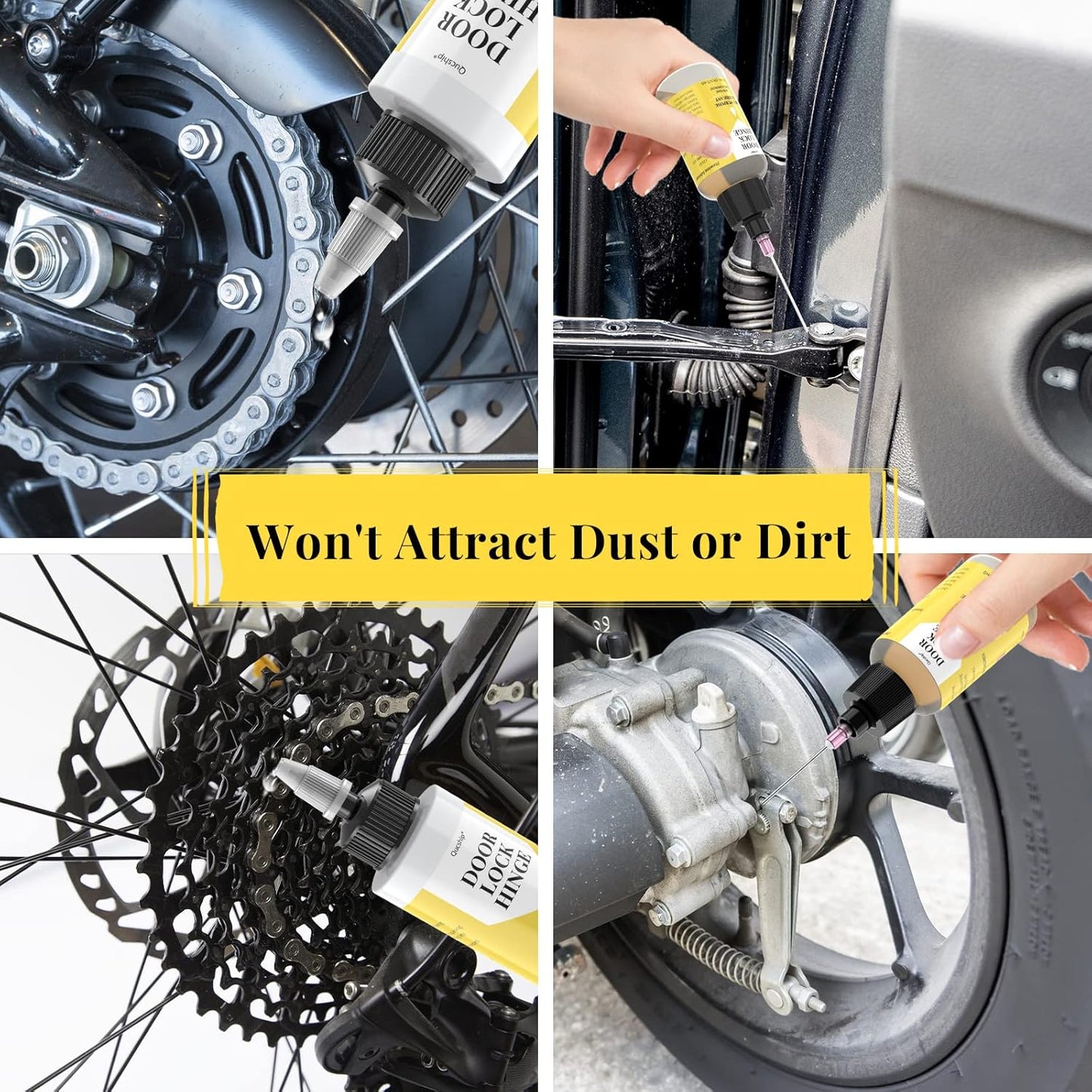 Qucship Upgraded Squeaky Hinge & Lock Lubricant Kit - 4 oz + 1 oz Needle Combo, Long-Lasting for Doors, Tools, Bicycles