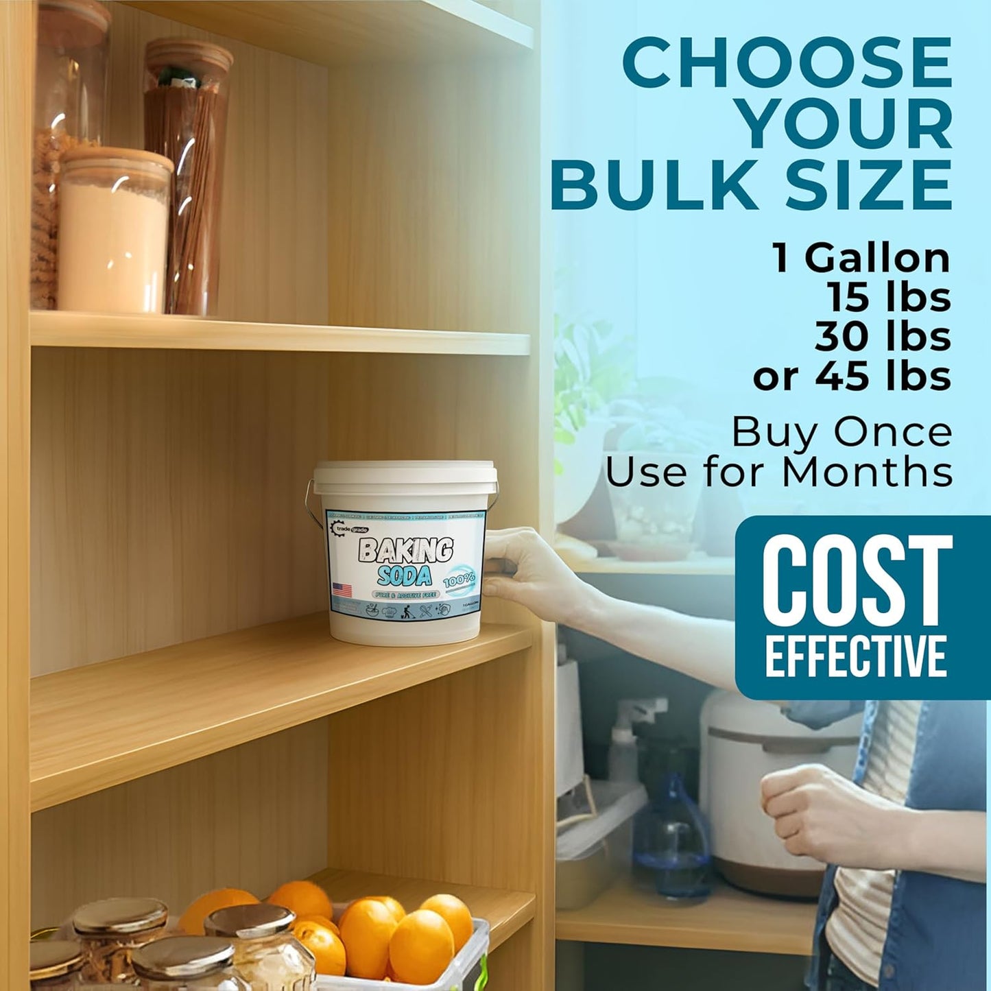 TradeGrade Pure Baking Soda Powder – 1 Gallon Bucket, Sodium Bicarbonate Powder | Premium Food-Grade for Baking, Bread, Cookies & More | Baking Soda for Cleaning, Natural Cleaner & Deodorizer (1 Gallon)