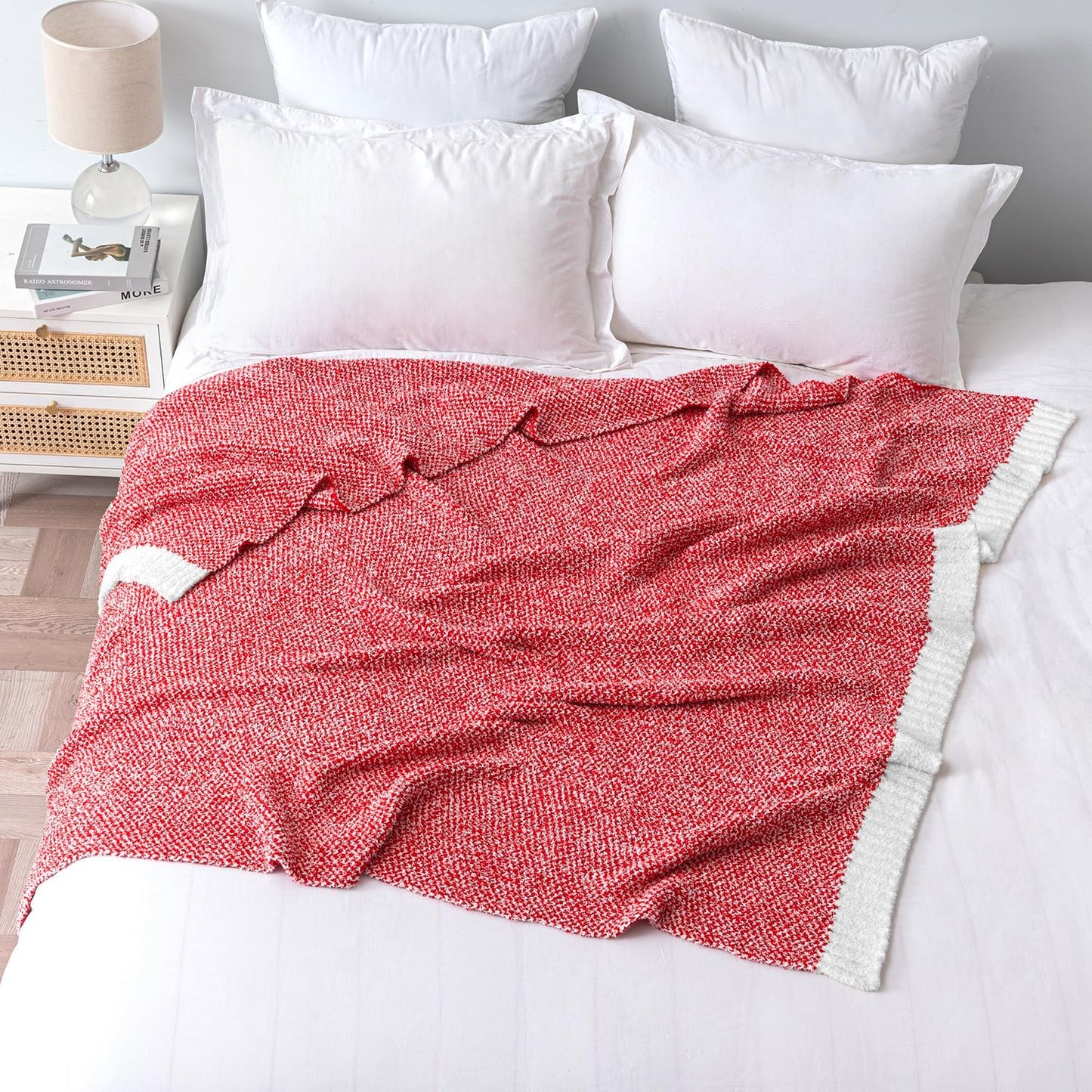 MIULEE Red Super Soft Throw Blanket for Couch, Cozy Fluffy Warm Blankets Lightweight Knit Throw Blankets for Sofa, Bed, Chair, Living Room, Camping, Picnic, 50 x 70 inch