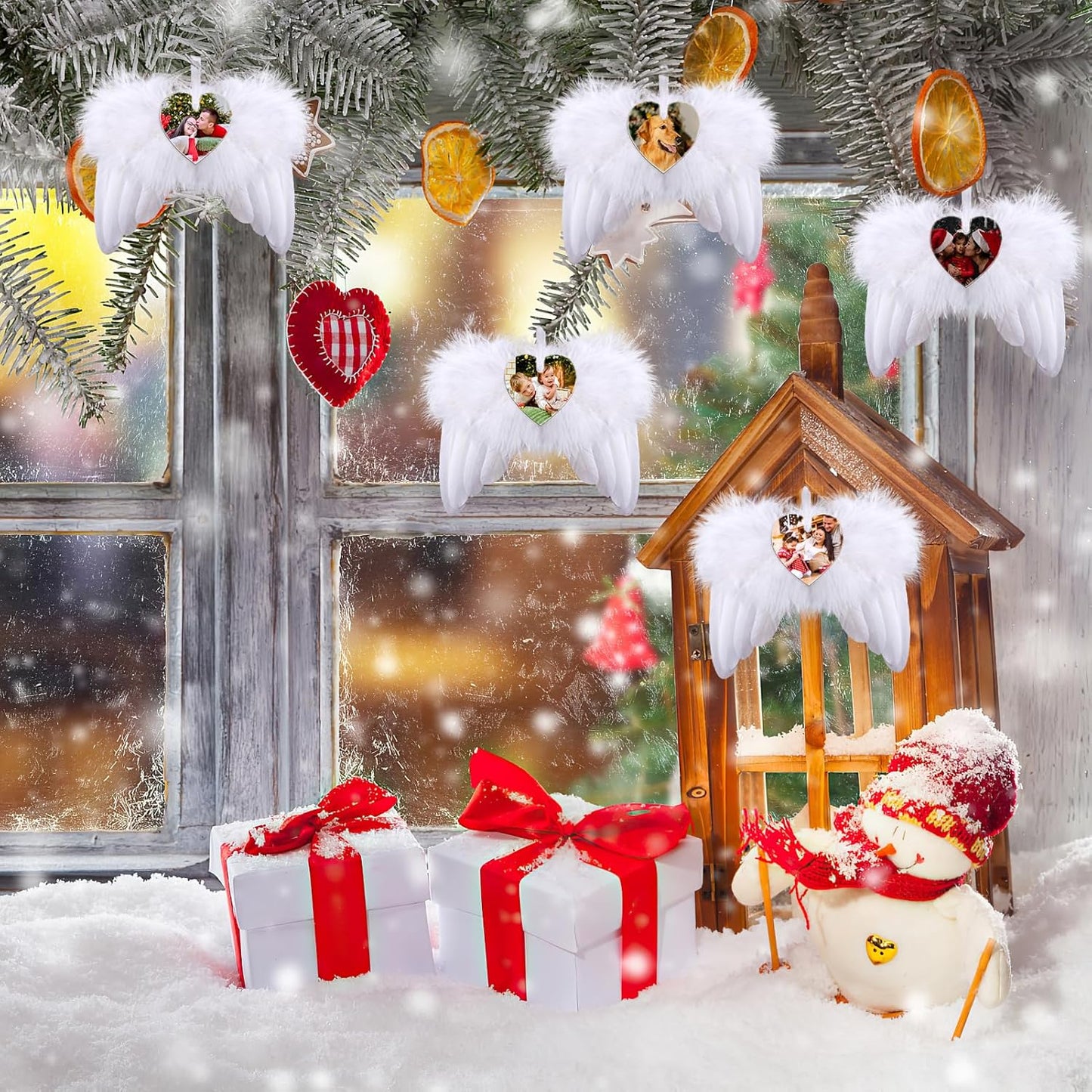 Personalized Christmas Ornaments 2024 Customized with Photo Text Ornament Keepsake Pet First Christmas Ornament Bulk Custom Wooden Xmas Tree Decorations, Wood Heart Wing