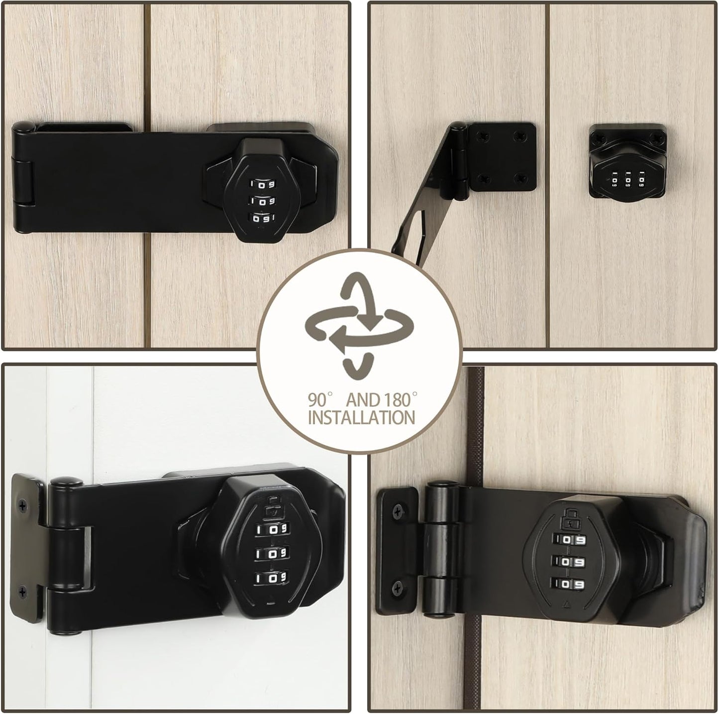 Password Rotary Hasp Locks, Digit Combination Lock Door Security Slide Latch Door Lock for Drawers, File Cabinets, Cabinets, Interior Doors, Barns, Garage Doors, Fence (5 Inch)