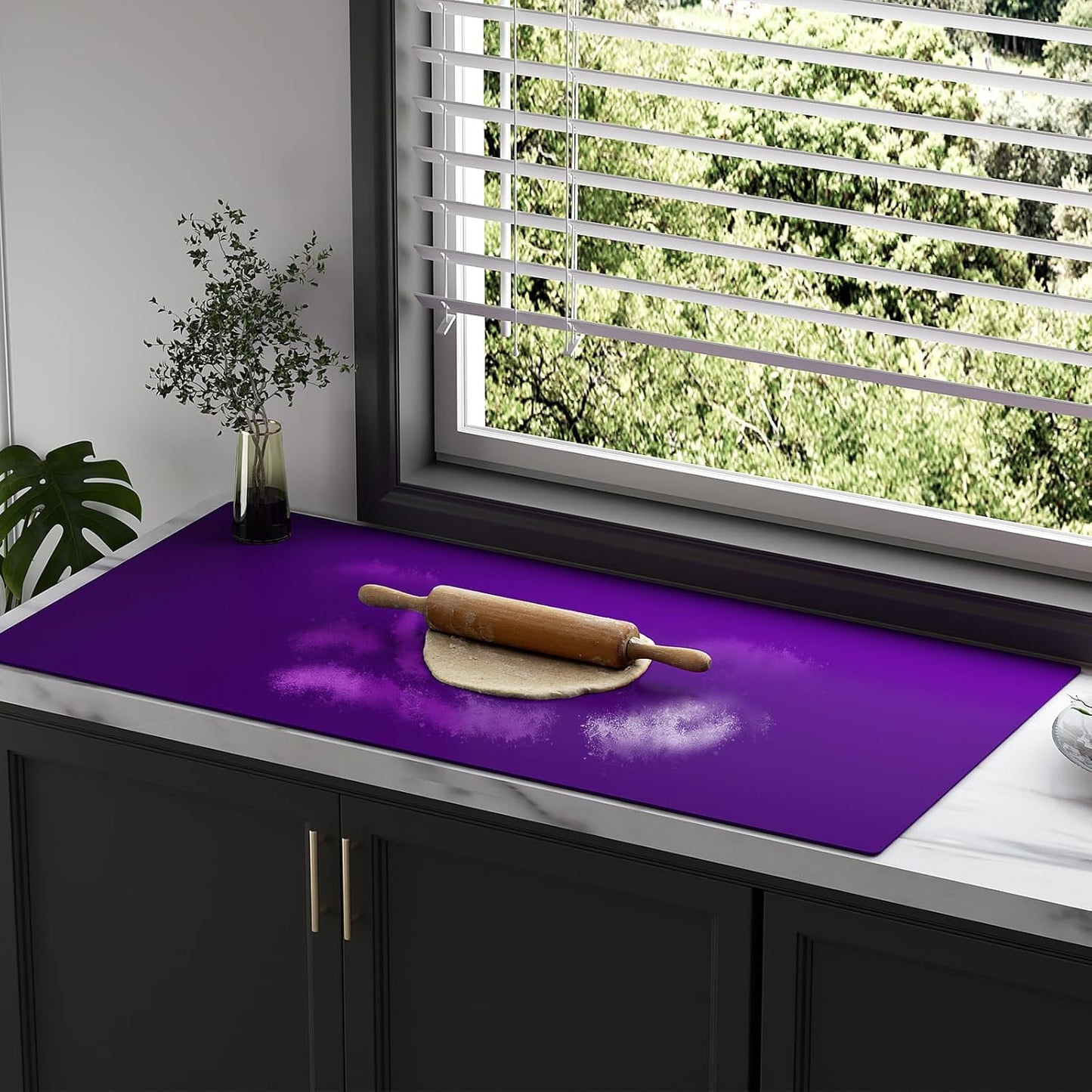 Quality Silicone Table Mat 47x24 Inch - High Heat Resistant (Lab Tested 482°F), Non-Slip Oil-Resistant Surface for Baking & DIY | Waterproof & Easy Clean (Purple)