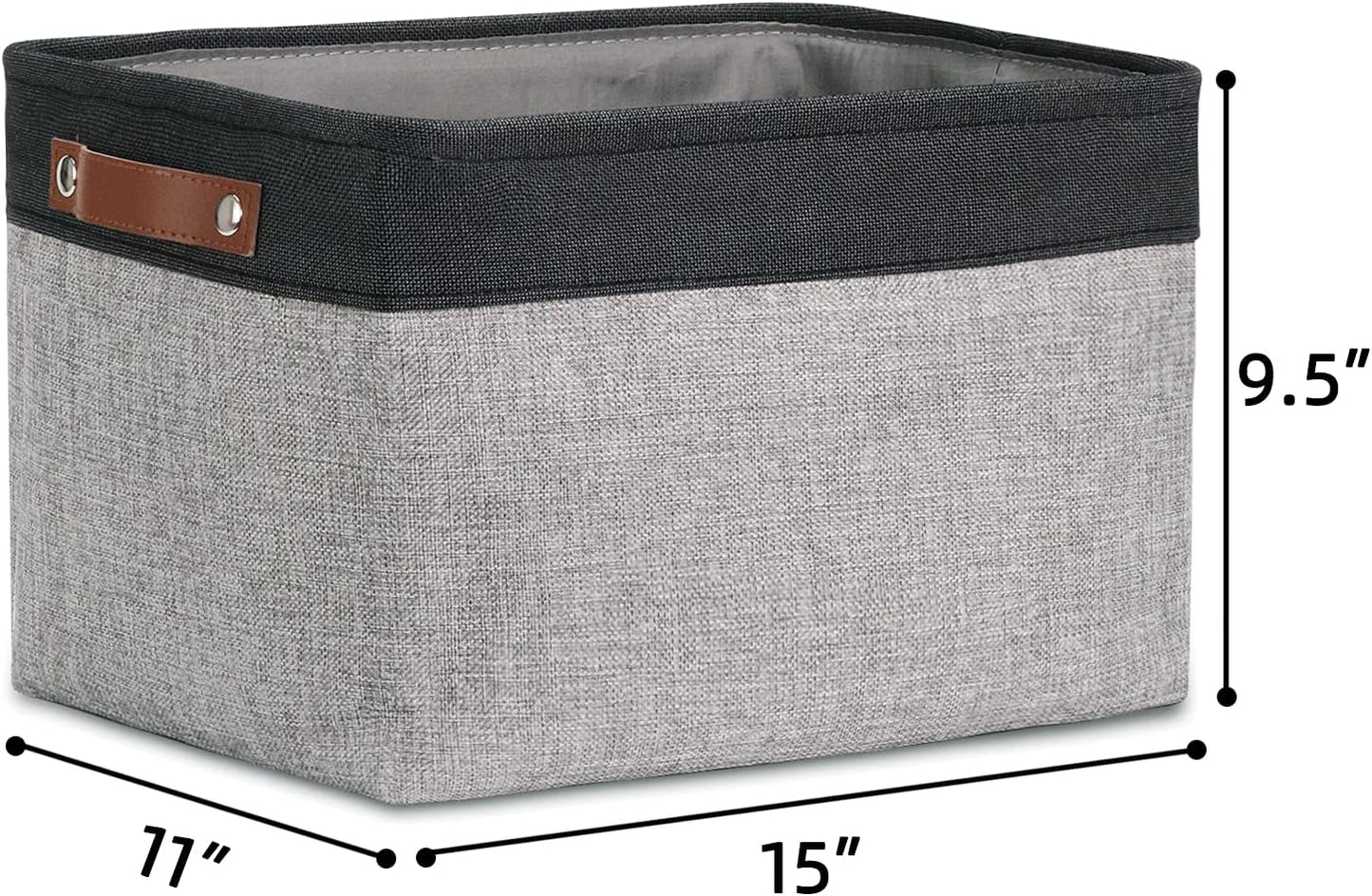 DULLEMELO Fabric Storage Basket for Shelves/Closets, Collapsible Rectangle Basket for Organizing Clothes, Toys, Towels, Books, Laundry, Nursery, Dog Toy Basket Empty (Black&Gray)