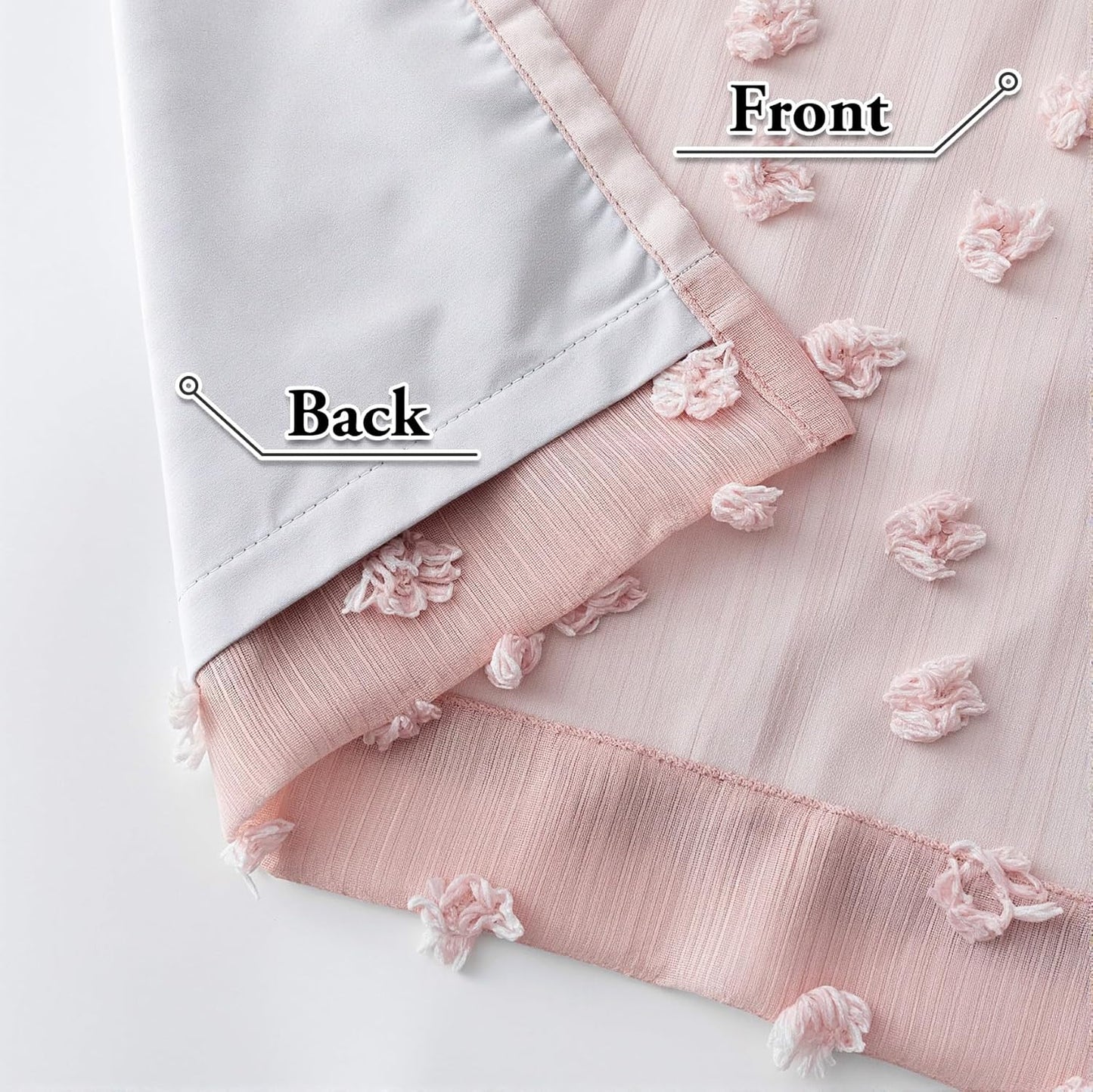 MYSKY HOME 100% Blackout Curtains for Girls Bedroom 84 Inch Long Total Light Blocking Blush Pink Curtain for Living Room 2 Panels Room Darkening Grommet Window Drapes with Pom Pom Sheer 52W x 84L