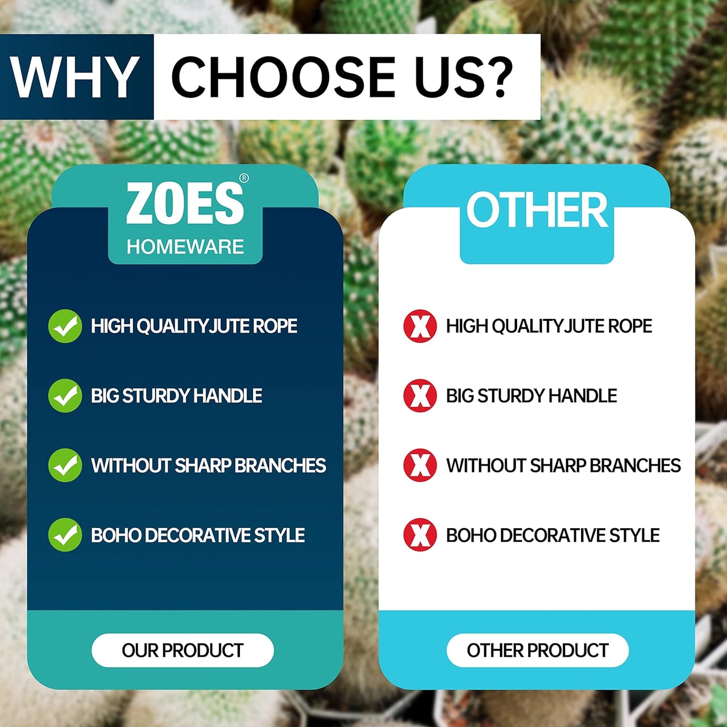 Jute Rope Basket - 12"x12" Woven Plant Pot Cover, Boho Indoor/Outdoor Multifunctional Storage