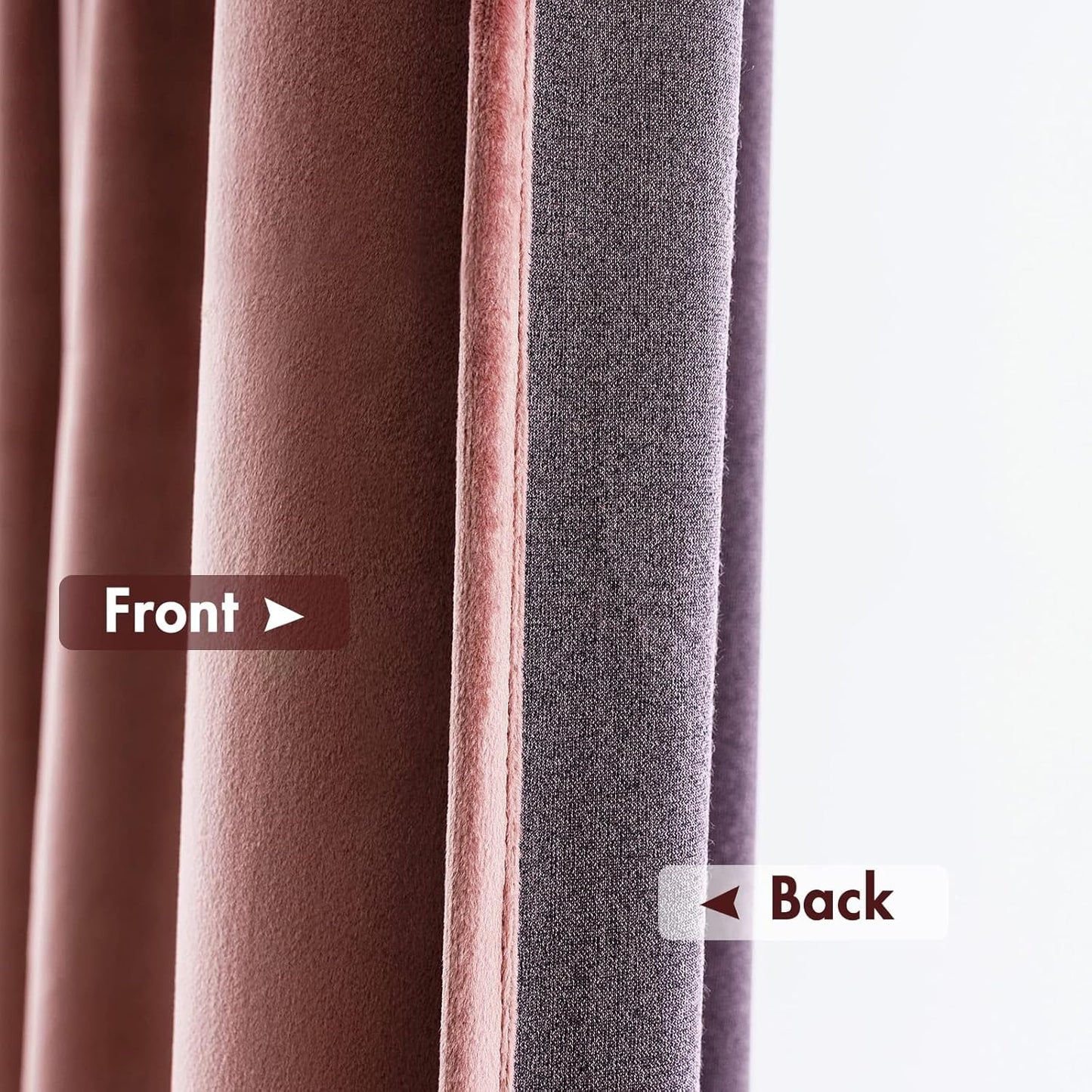 MIULEE Dusty Rose Pink Velvet Curtains Thermal Insulated Blackout Curtain Drapes for Bedroom Living Room Darkening 132 Inches Long Curtains Panels Rod Pocket Set of 2