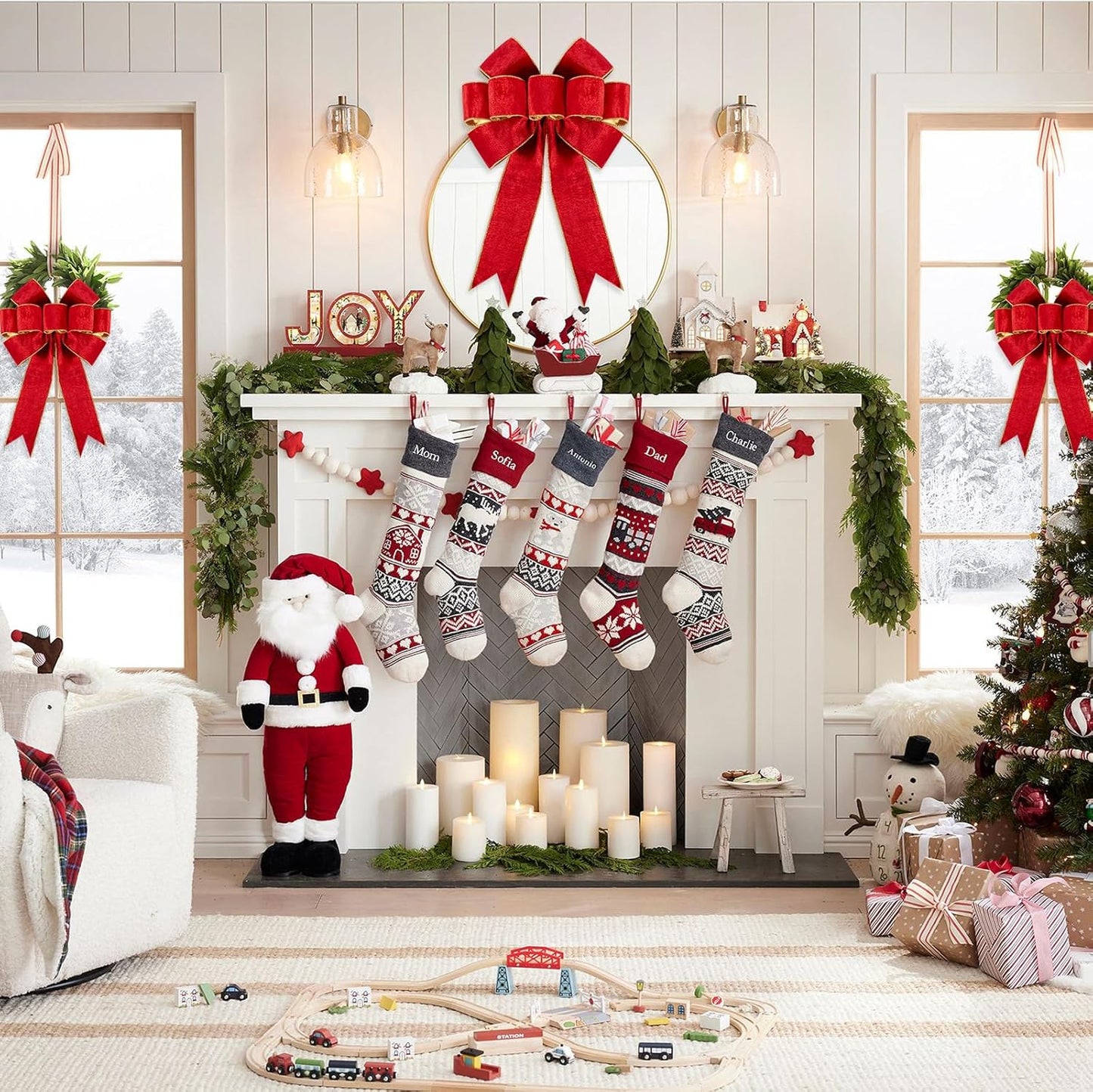 2pcs Large Christmas Bows Velvet Red Bows Holiday Red Christmas Bows Decorations for Wreath Velvet Bows Decor for Christmas Tree Topper, Front Door, Outdoor(24 * 16 inch)