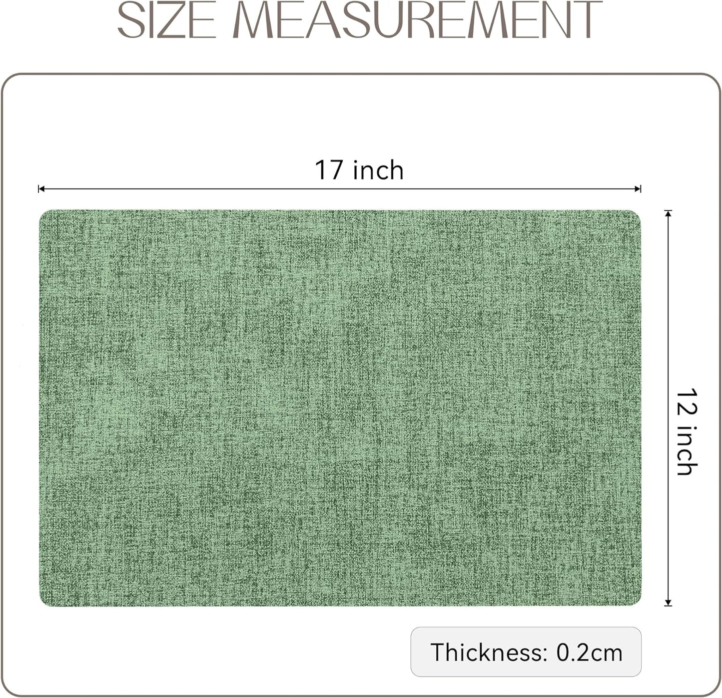 Romanstile Vinyl Placemats Set of 4-12 X 18 Inch - Heat Resistant Place Mats 100% Waterproof Oilproof Wipeable Reversible Faux Leather Table Mats for Kitchen/Dining/Party/Outdoor, Dark Green