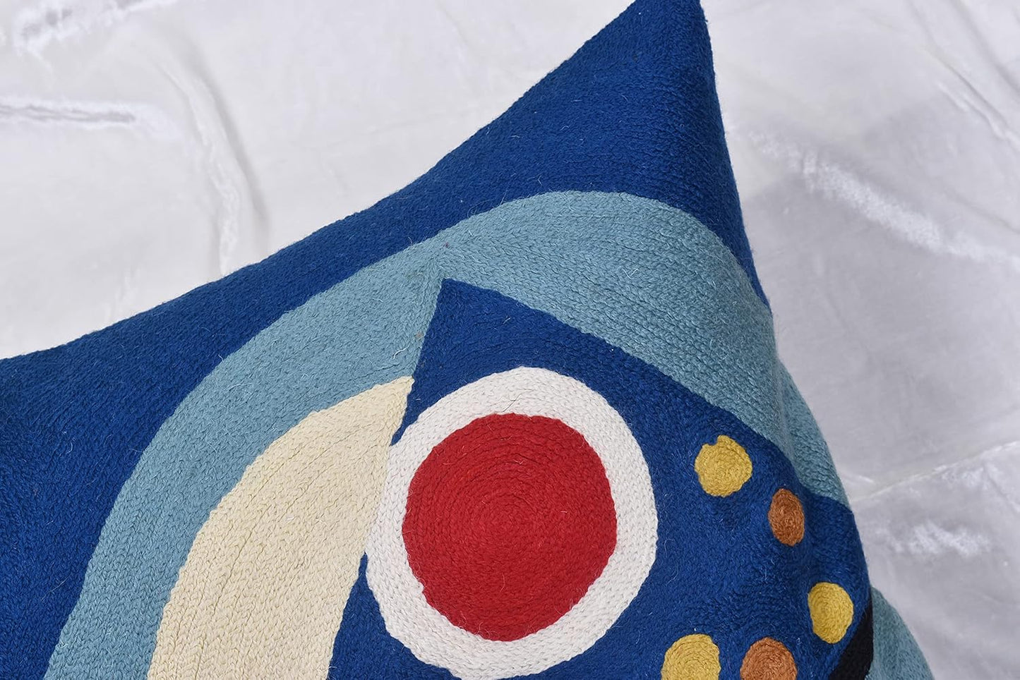 Kandinsky Blue Abstract Pillow Cover | Modern Outdoor Cushions | Mid Century Chair Cushions | Handmade Wool Size 18x18