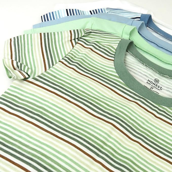 HonestBaby 5-Pack Short Sleeve T-Shirts 100% Organic Cotton Baby, Toddler, Little Kid, Boy, Girl, Unisex