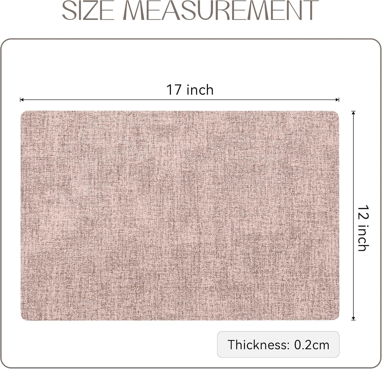 Romanstile Vinyl Placemats Set of 6-12 X 18 Inch - Heat Resistant Place Mats 100% Waterproof Oilproof Wipeable Reversible Faux Leather Table Mats for Kitchen/Dining/Party/Outdoor, Pink