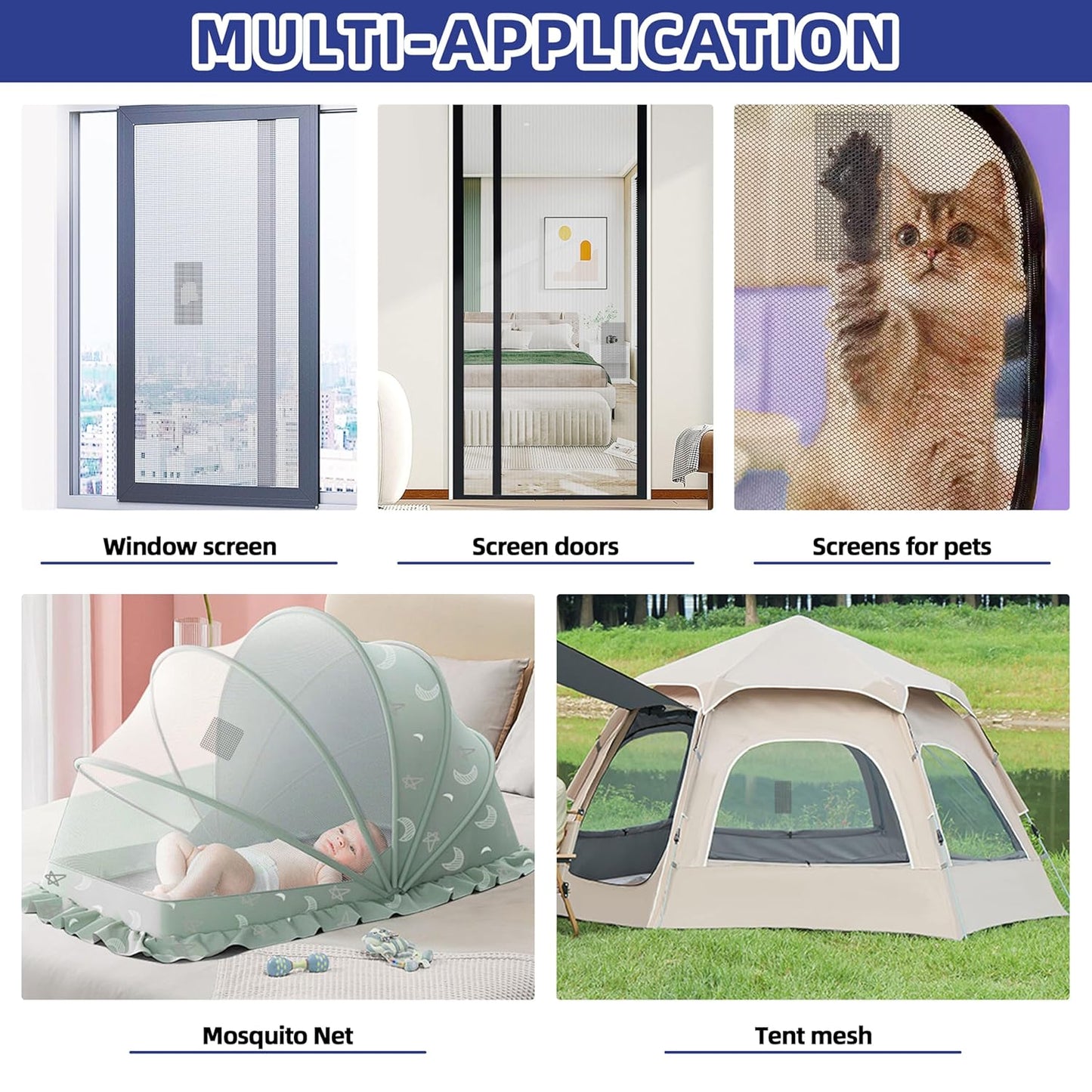 KING MOUNTAIN Grey Window Screen Repair Patch, 20Pcs 4" x 4" Heavy Duty Screen Repair Tape for Window Screen and Screen Door Tears Holes,Strong Adhesive & Waterproof Window Screen Repair Kit